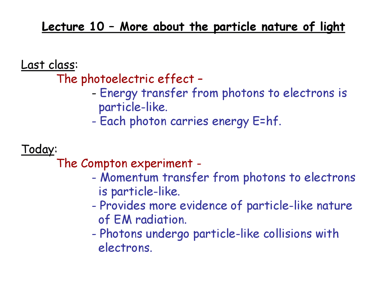 Lecture 10: More about the particle nature of light | PHYS 3141 | Study ...