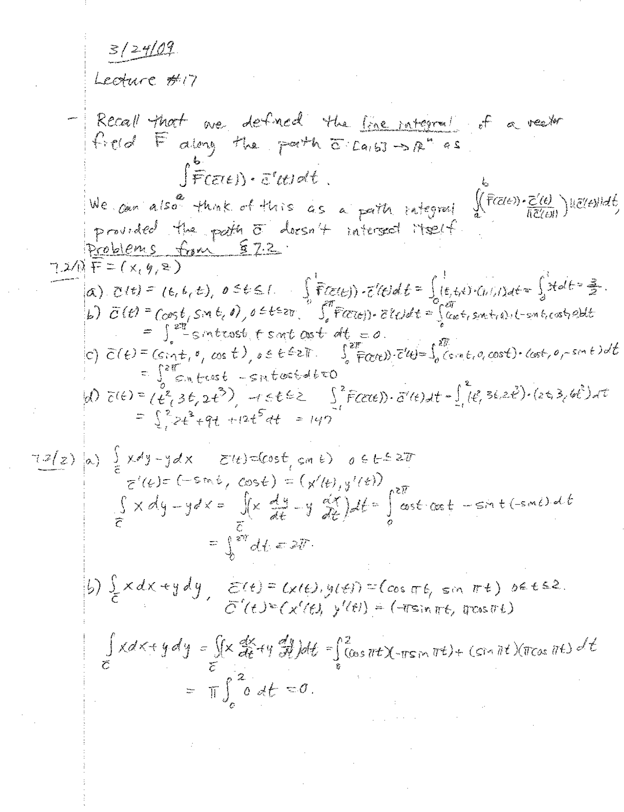 Line Integral of Vector Field along Path - Calculus IV | MATH 2242 ...