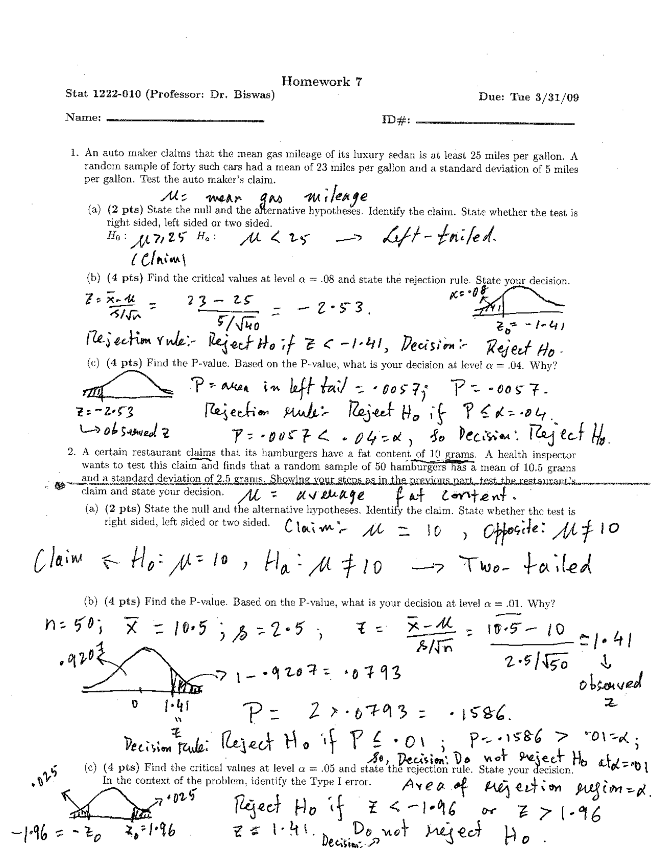 Homework 7 with Solutions - Introduction to Statistics | STAT 1222 ...