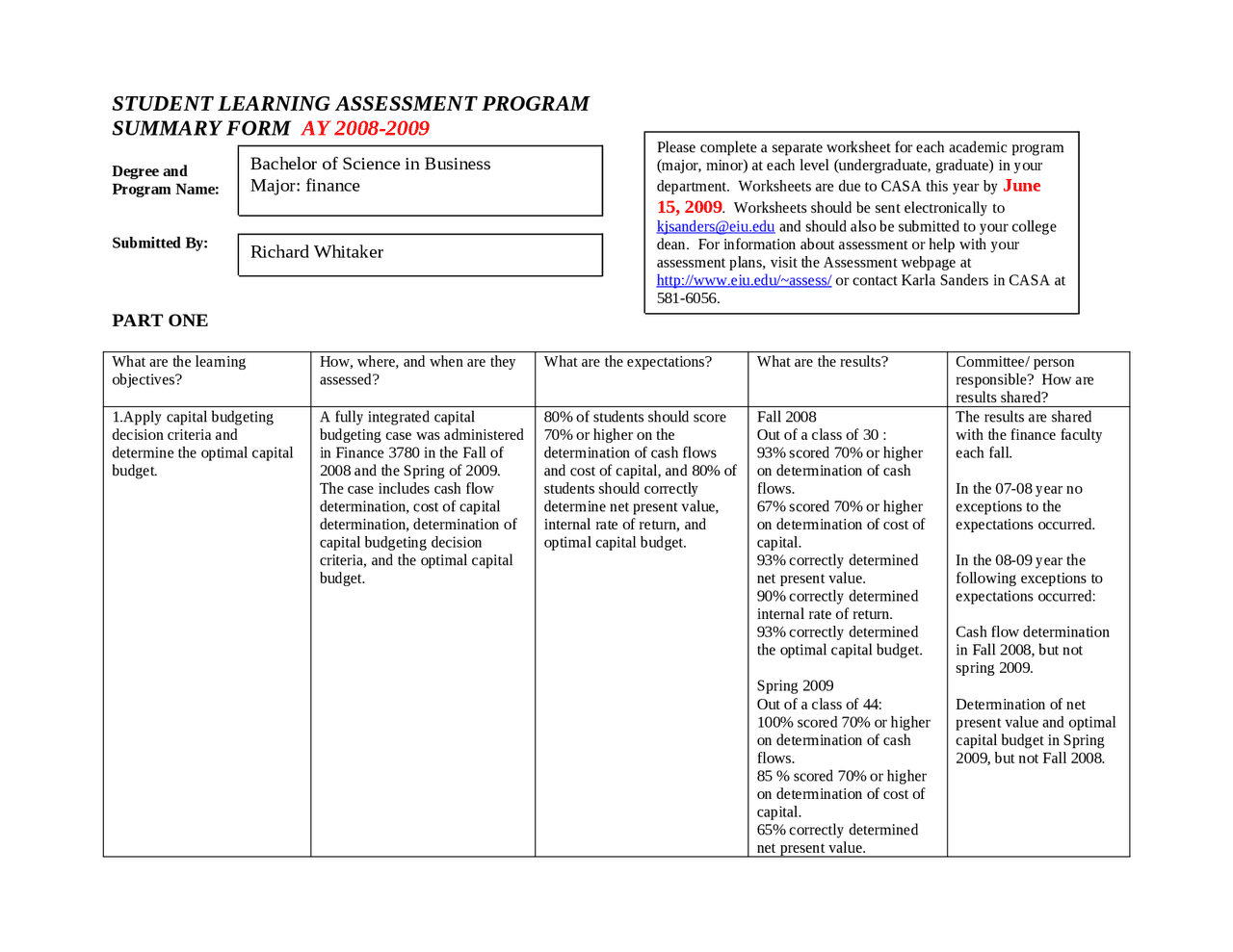 Learning Assessment Program Summary for Exam | FIN 3780 - Docsity