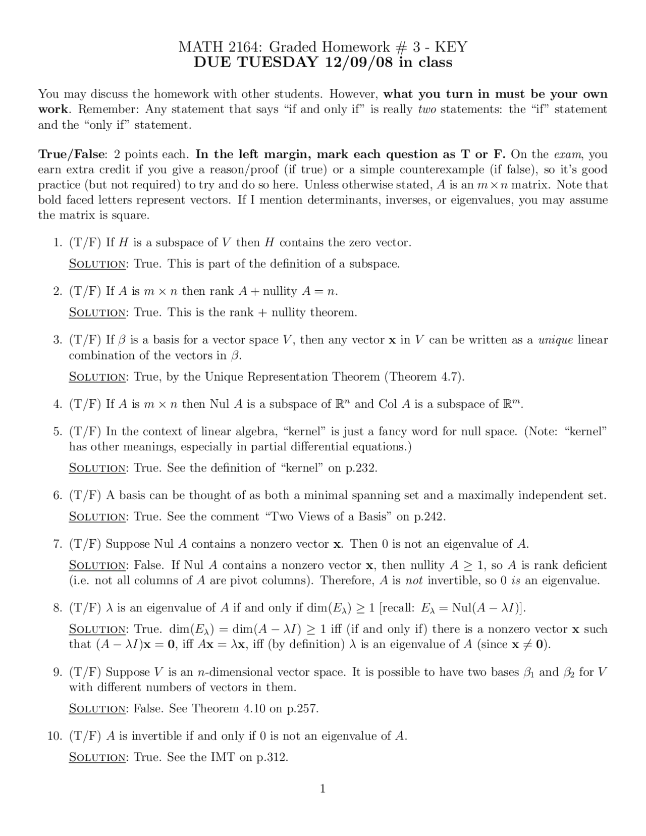 Graded Homework With Key on - Matrices and Linear Algebra | MATH 2164 ...