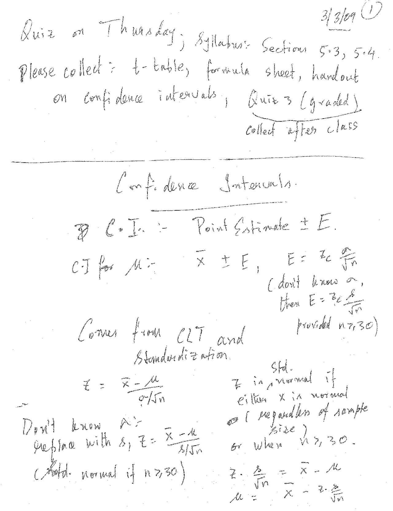 Hand Written Statistics Tutorial Pdf Handwritten Notes on Confidence Intervals - Intro to Statistics | STAT ...
