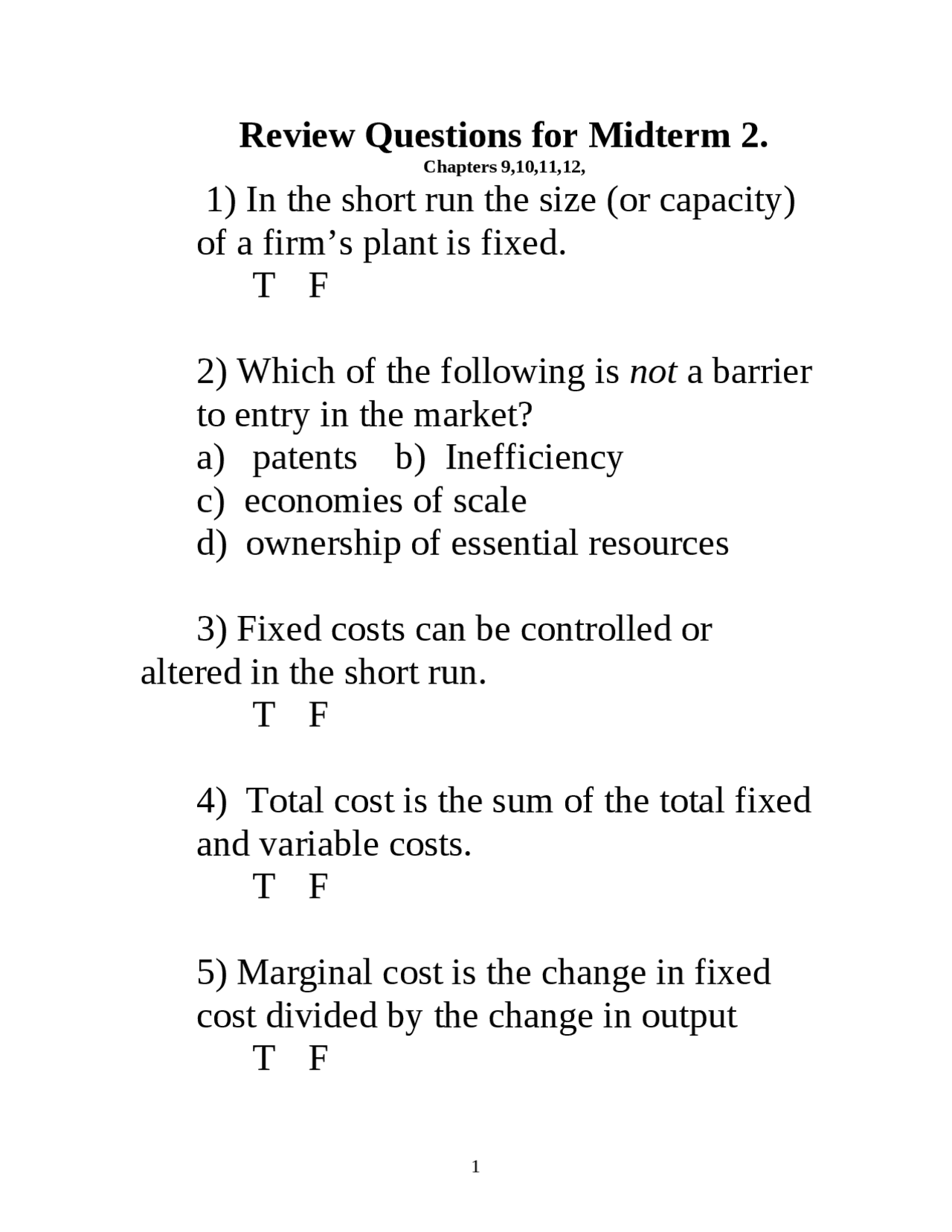 Review Questions for Midterm Exam 2 - Principles of Microeconomics ...