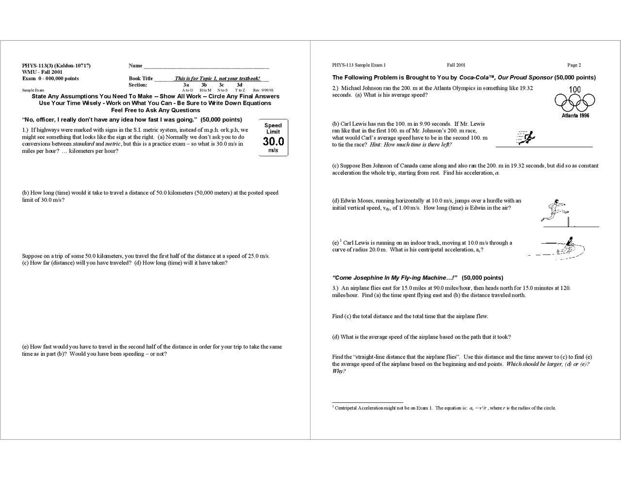 11 Problems - Exam | General Physics I | PHYS 1130 | Exams Physics ...