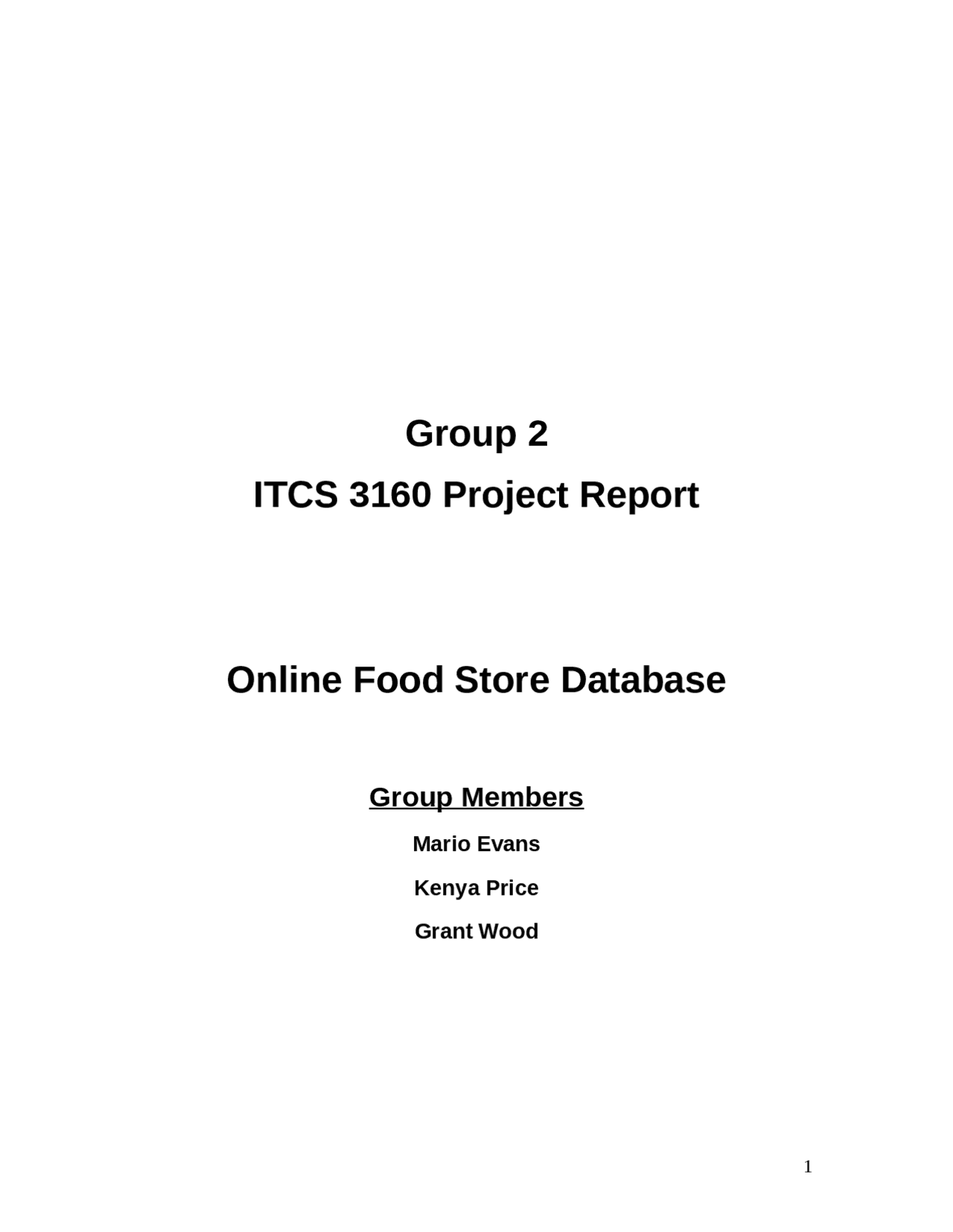 Online Food Store Database Project Report ITCS 3160 Docsity