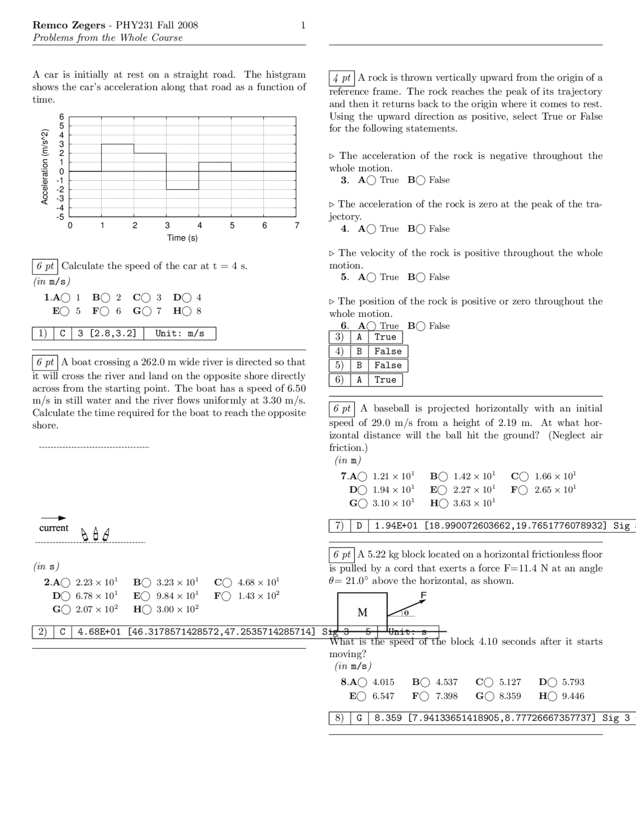 Exam 2 Questions - Introductory Physics I | PHY 231 - Docsity