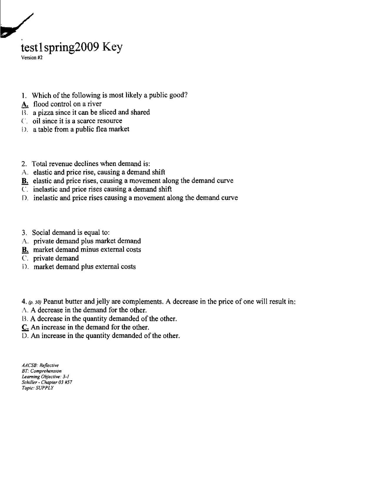 Principles of Microeconomics - Exam 1 with Answers Keys | ECON 2102 ...