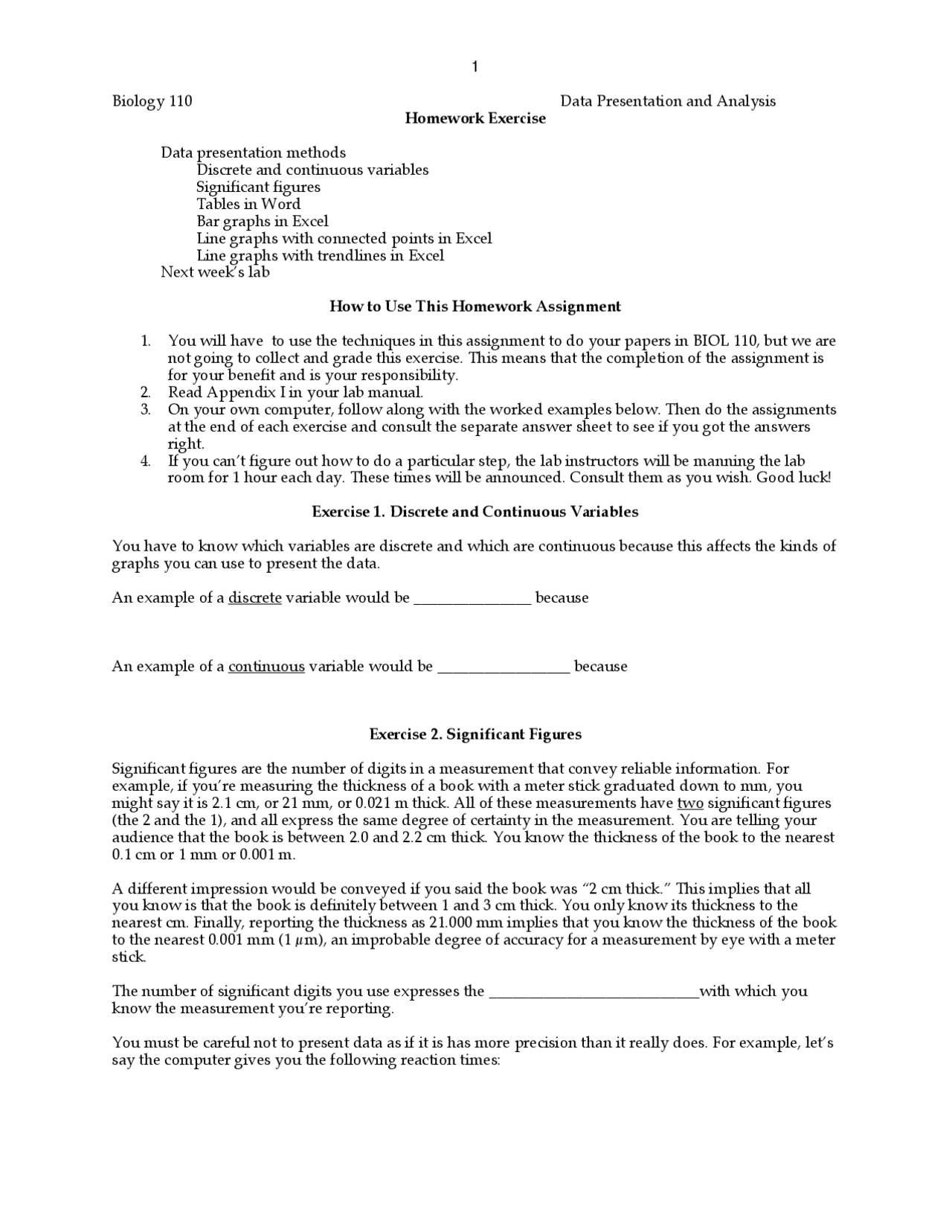 Principles of Biology I - Data Presentation and Analysis | BIOL 110 ...