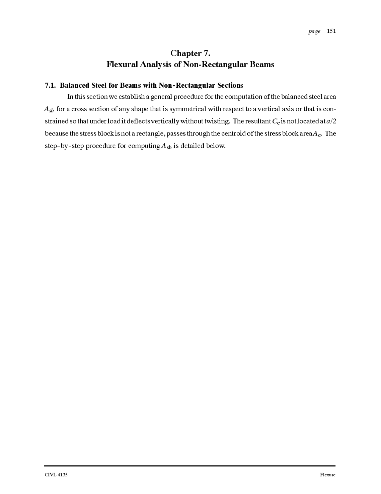 Flexural Analysis of Non-Rectangular Beams - Lecture Notes | CIVL 4135 ...