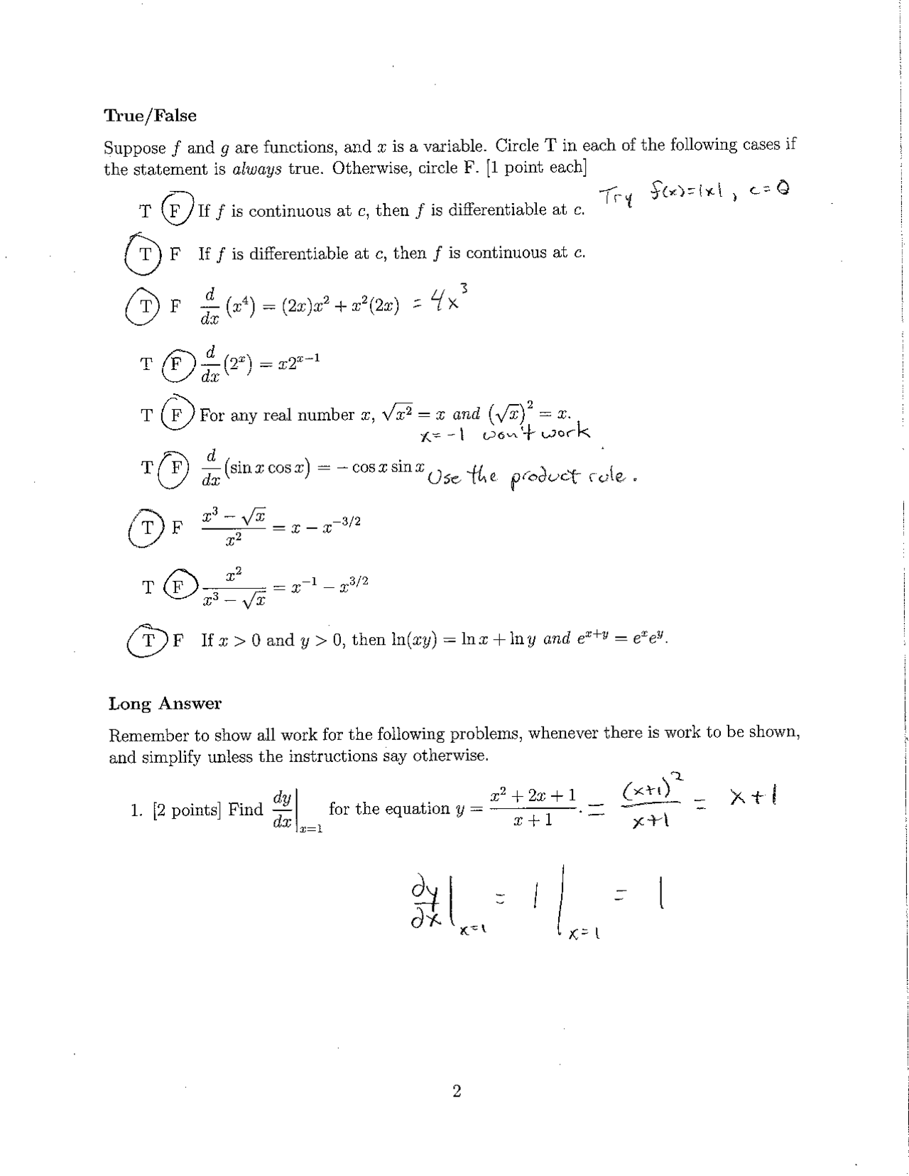 Midterm Paper Solved | Calculus I | MATH 251 - Docsity
