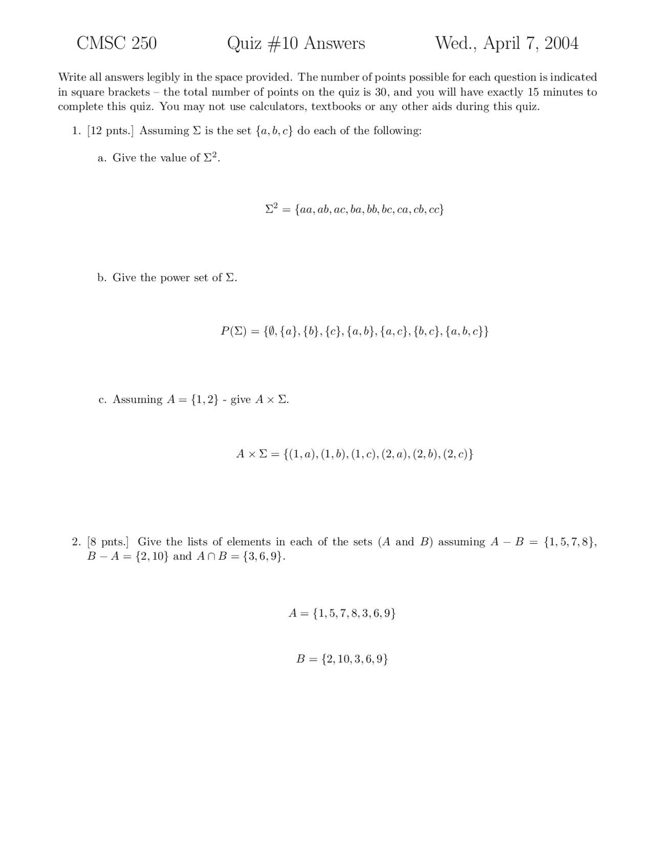 Quiz Answers for CMSC 250 - Week 10 | Quizzes Discrete Structures and ...