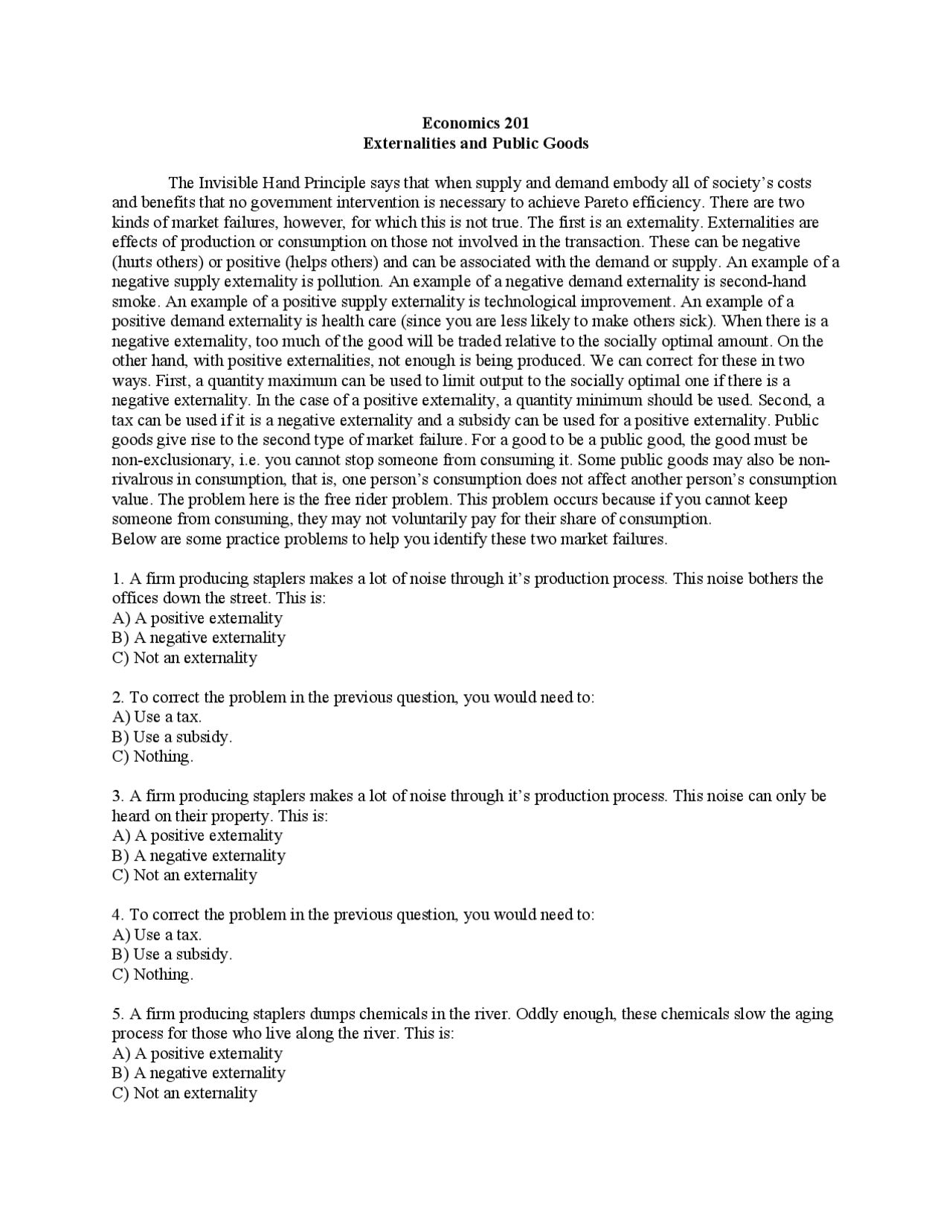 Externalities and Public Goods: Understanding Market Failures in ...
