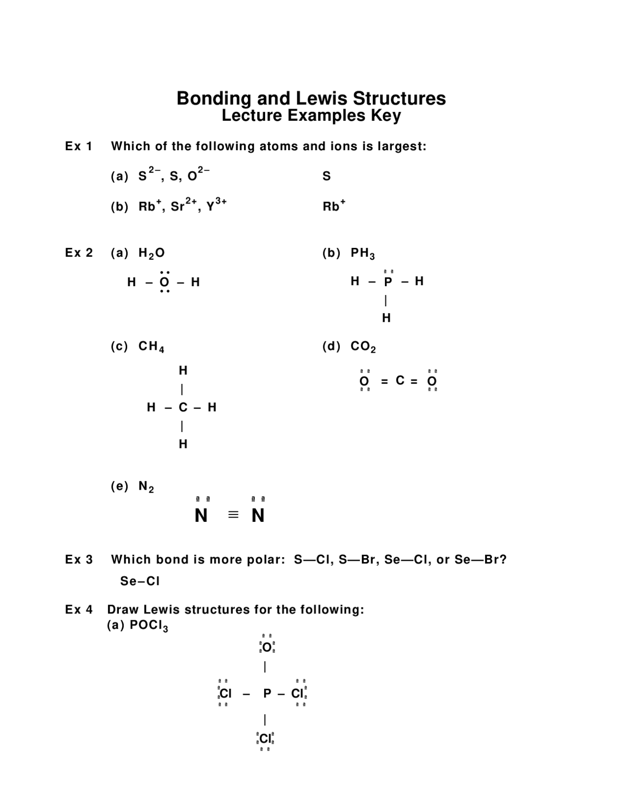 8 Examples on Bonding and Lewis Structure with Answer key | CHEM 112 ...