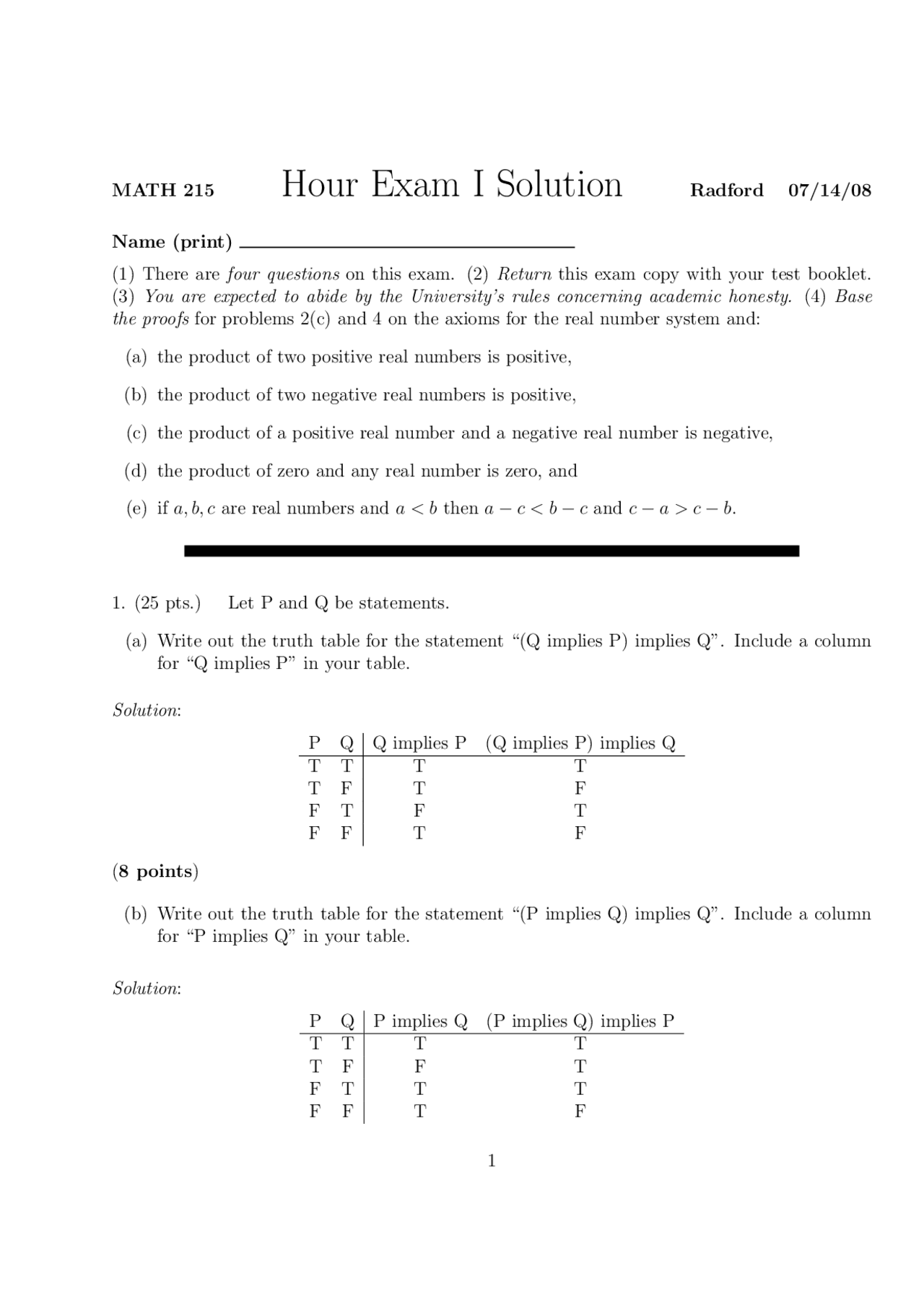 Introduction to Advanced Mathematics - Practice Exam 1 with Solution ...