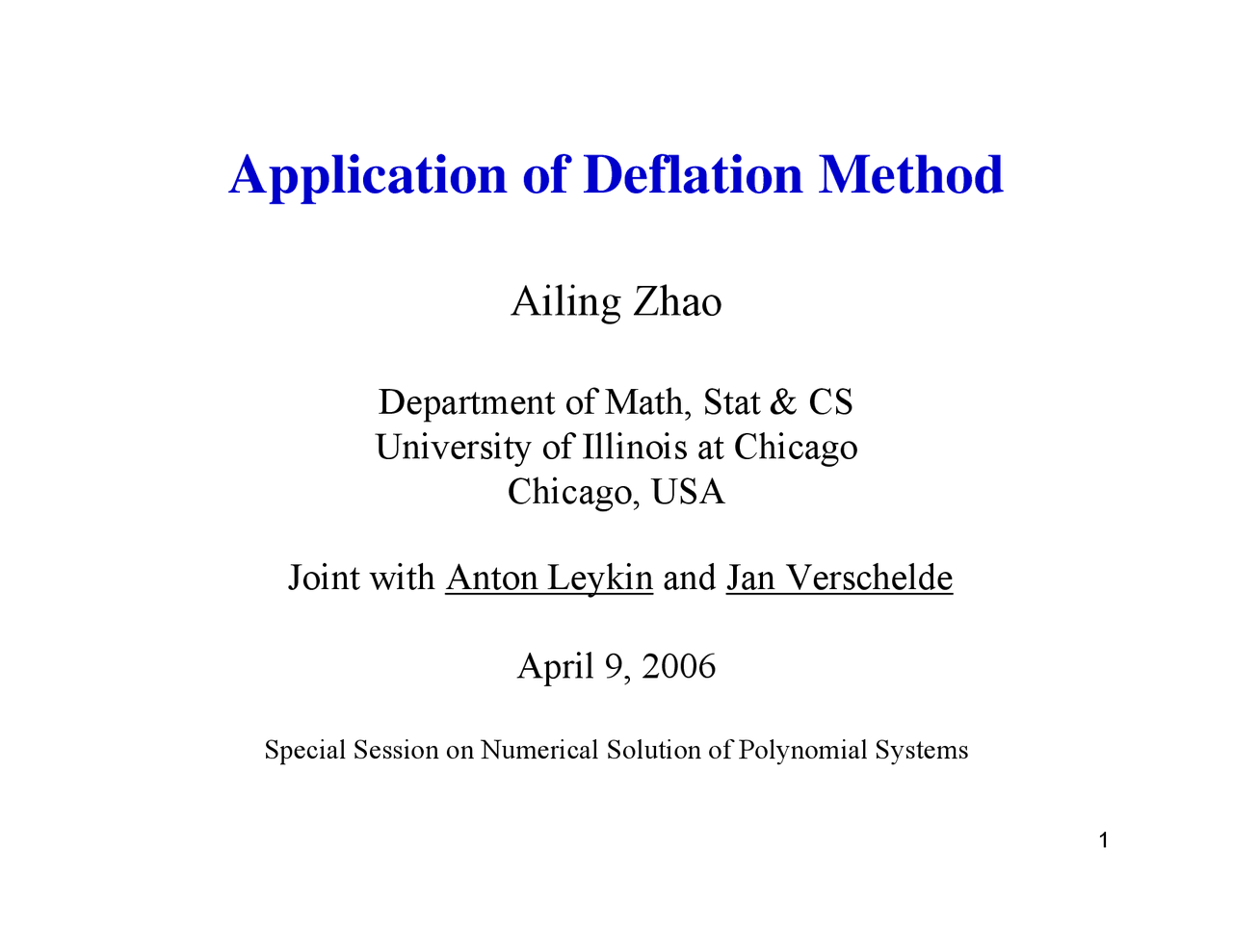 Application of Deflation Methods - Outline | MCS 595 | Study notes ...