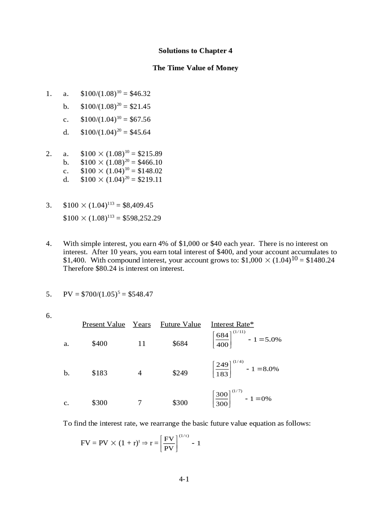 Solutions to The Time Value of Money - Managerial Finance | FIN 300 ...