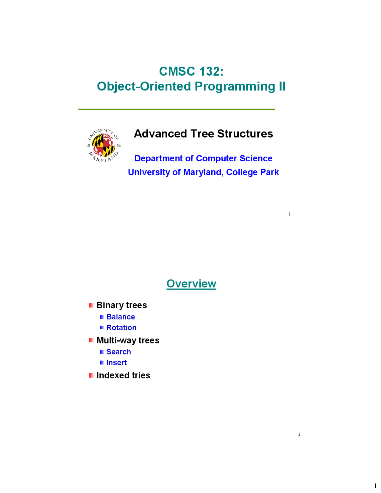 Advanced Tree Structure for Object Oriented Programming II | CMSC 132 ...