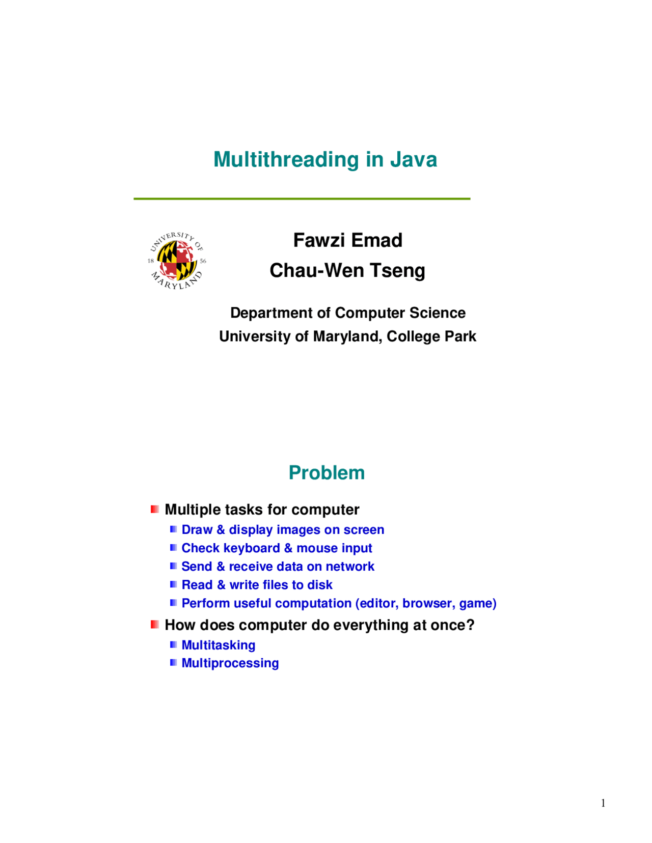Multithreading in Java - Object-Oriented Programming II - Notes | CMSC ...