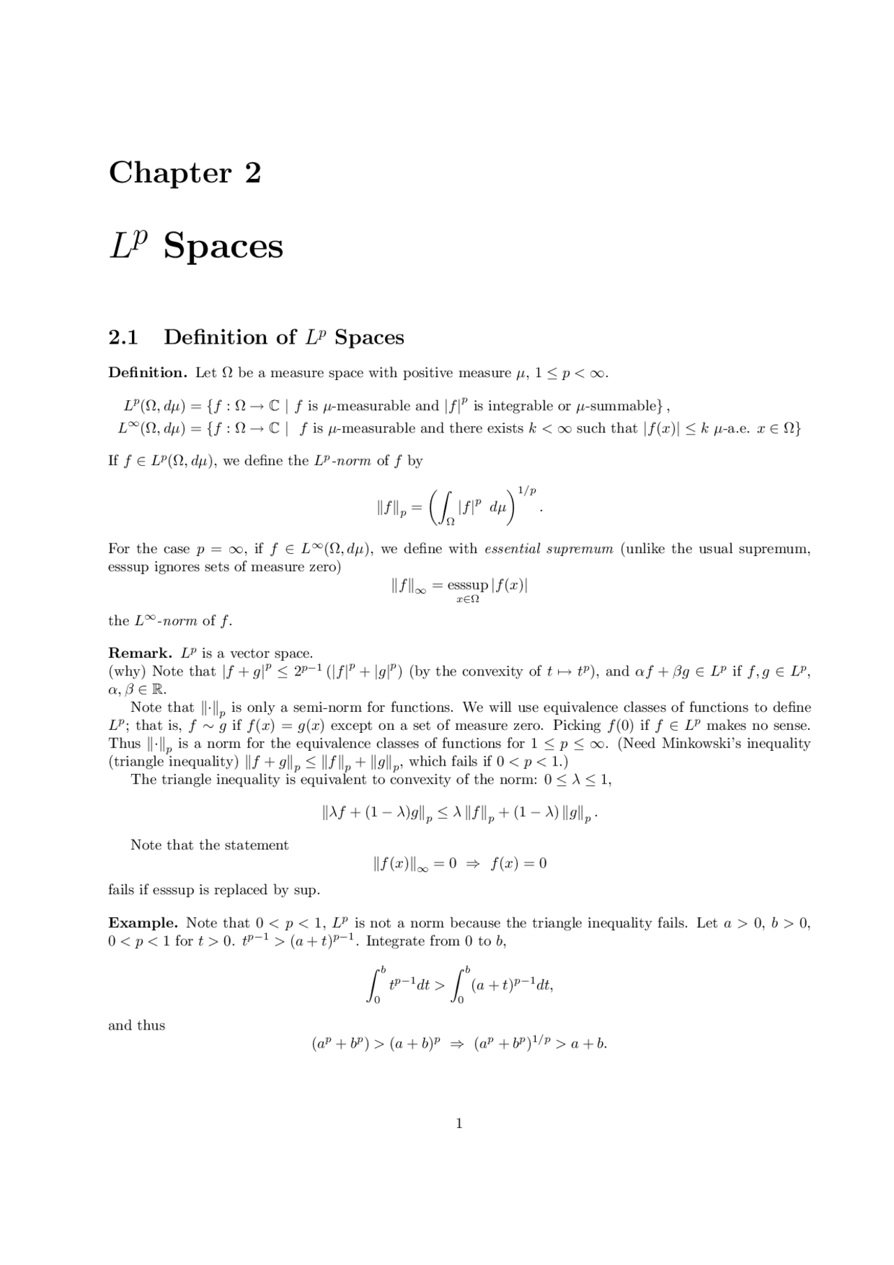 Lecture Notes on Lp Spaces - Analysis | MAT 201C - Docsity