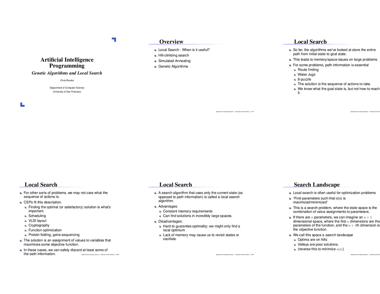 Algorithms and Local Search Lecture Slides CS 662 Docsity