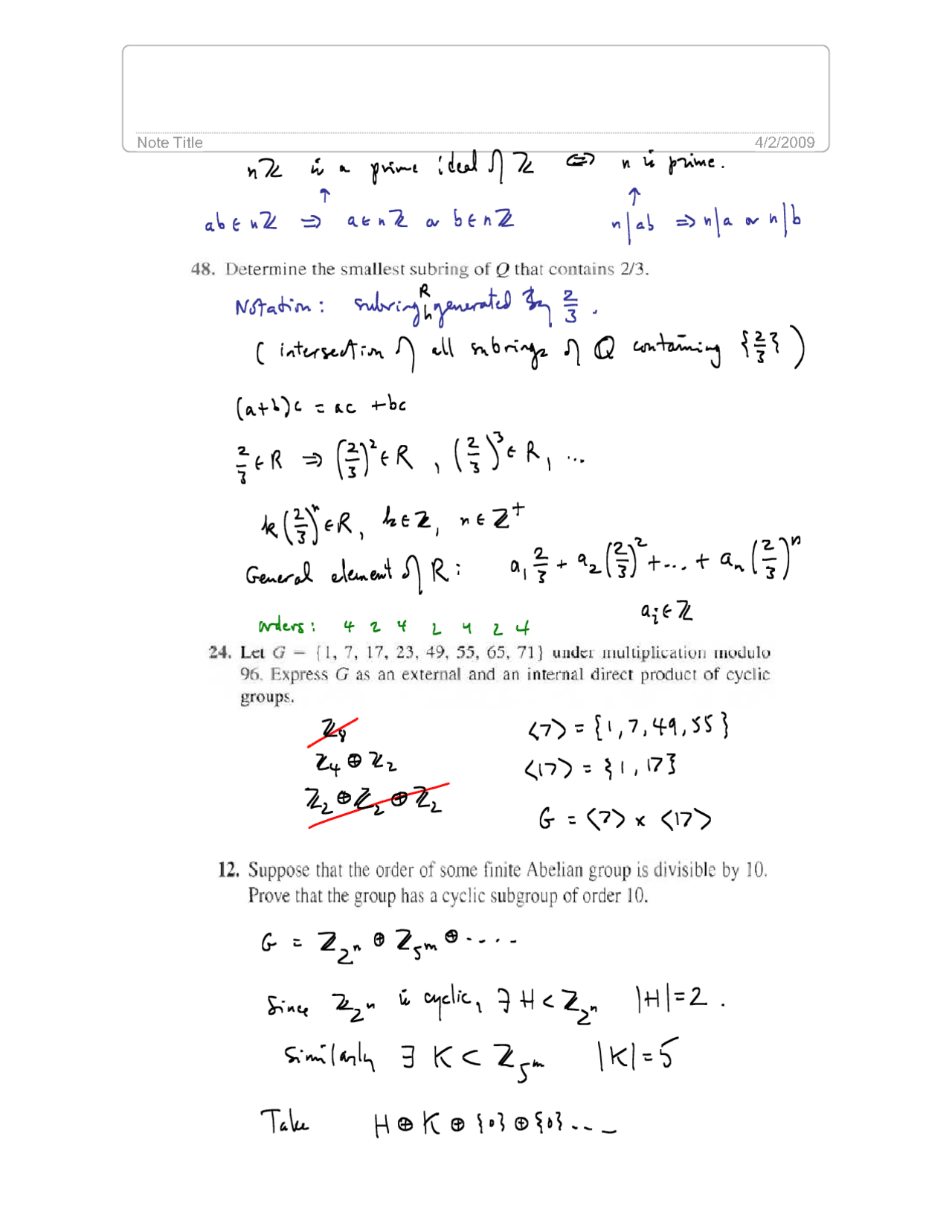 Practice Questions Solutions for Modern Abstract Algebra | MAT 4233 ...