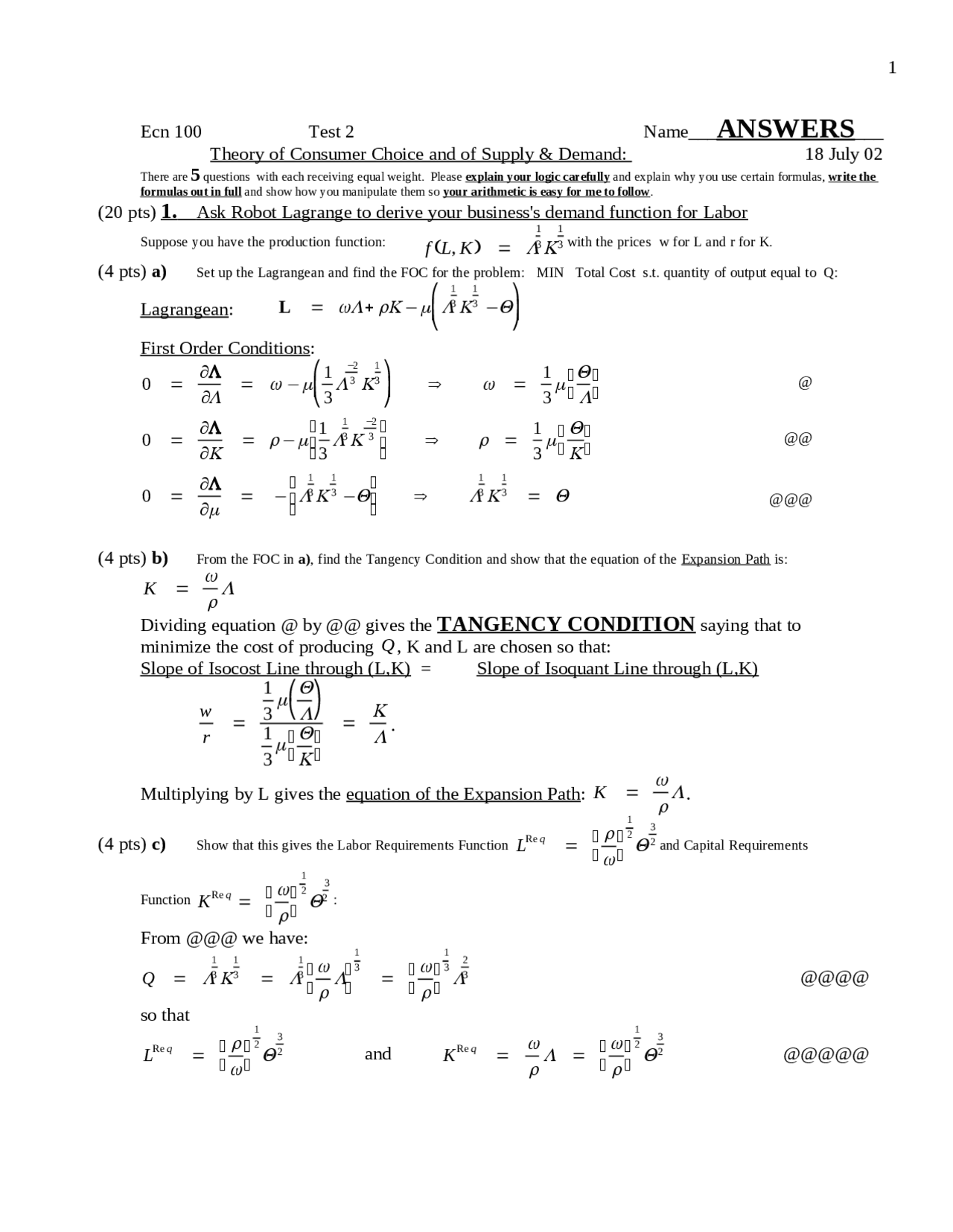 Test 2 with Answers | Intermediate Macroeconomics | ECN 100 - Docsity