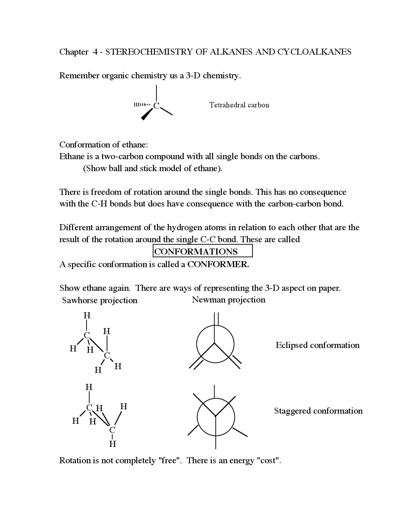 Stereochemistry of Alkanes and Cycloalkanes - Notes | CHEM 233 - Docsity