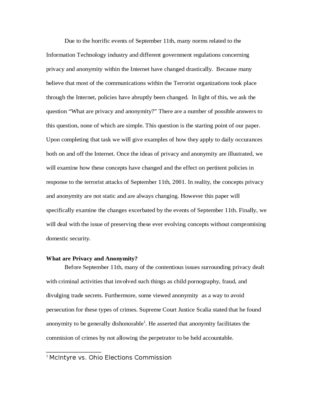 What Are Privacy And Anonymity Handout GVPT 333 Docsity