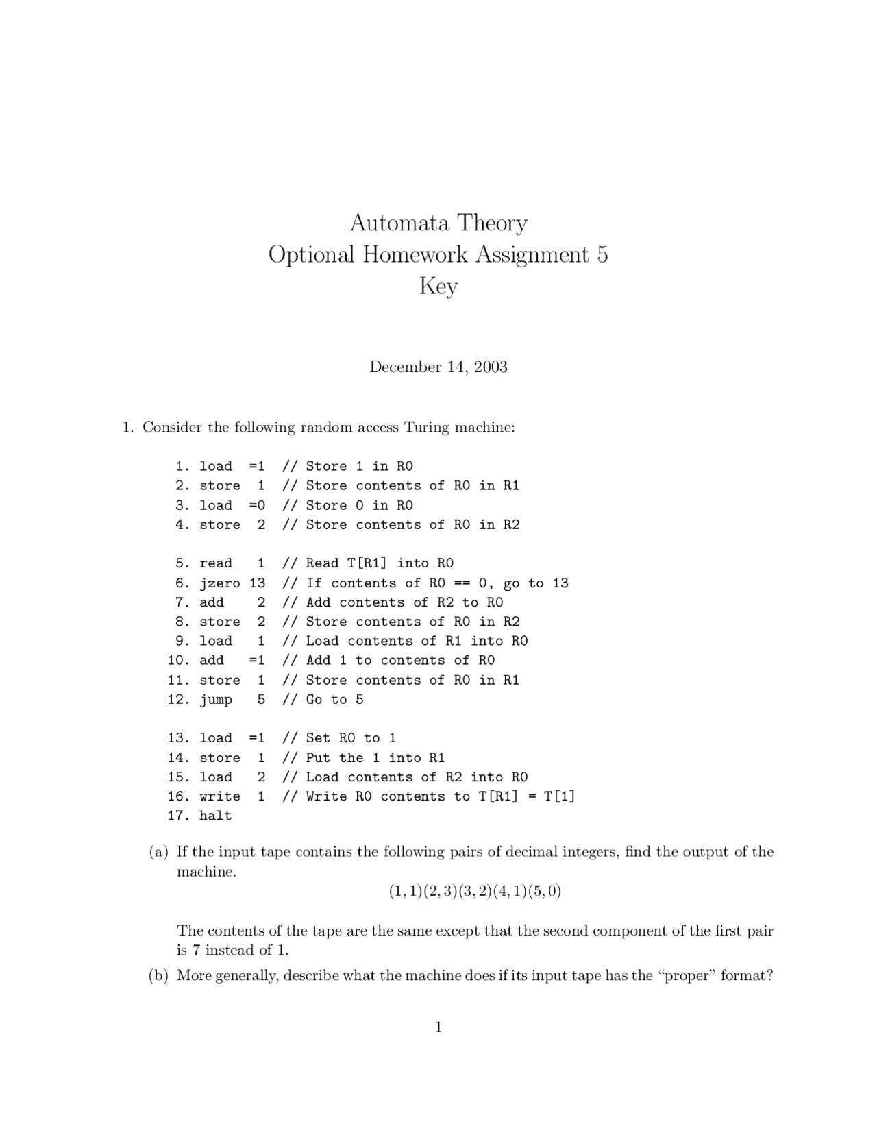 Automata Question 5 Questions on Automata Theory with Solution - Assignment 5 | MATH 202 ...