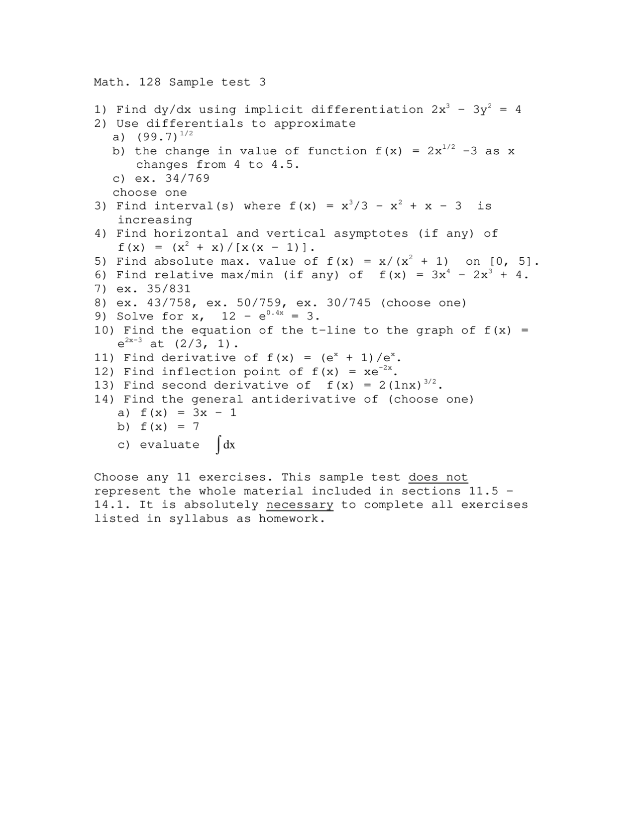 Sample Test 3 Plane Trigonometry Math 128 Exams Trigonometry Docsity Sample Test 3 Plane Trigonometry Math 128 Exams Trigonometry Docsity
