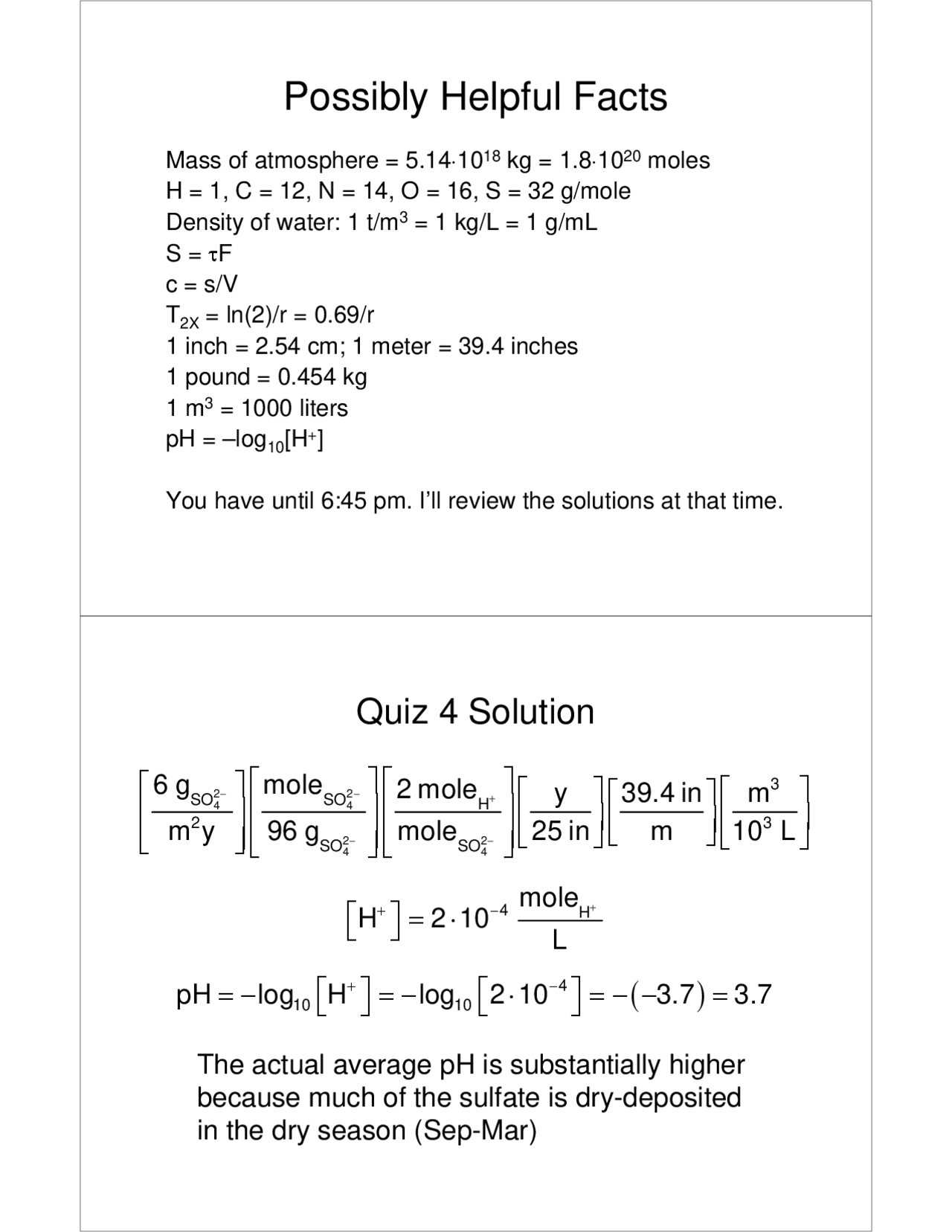 Problems With Solution Quiz 4 Global Environmental Problems Puaf 741 Docsity