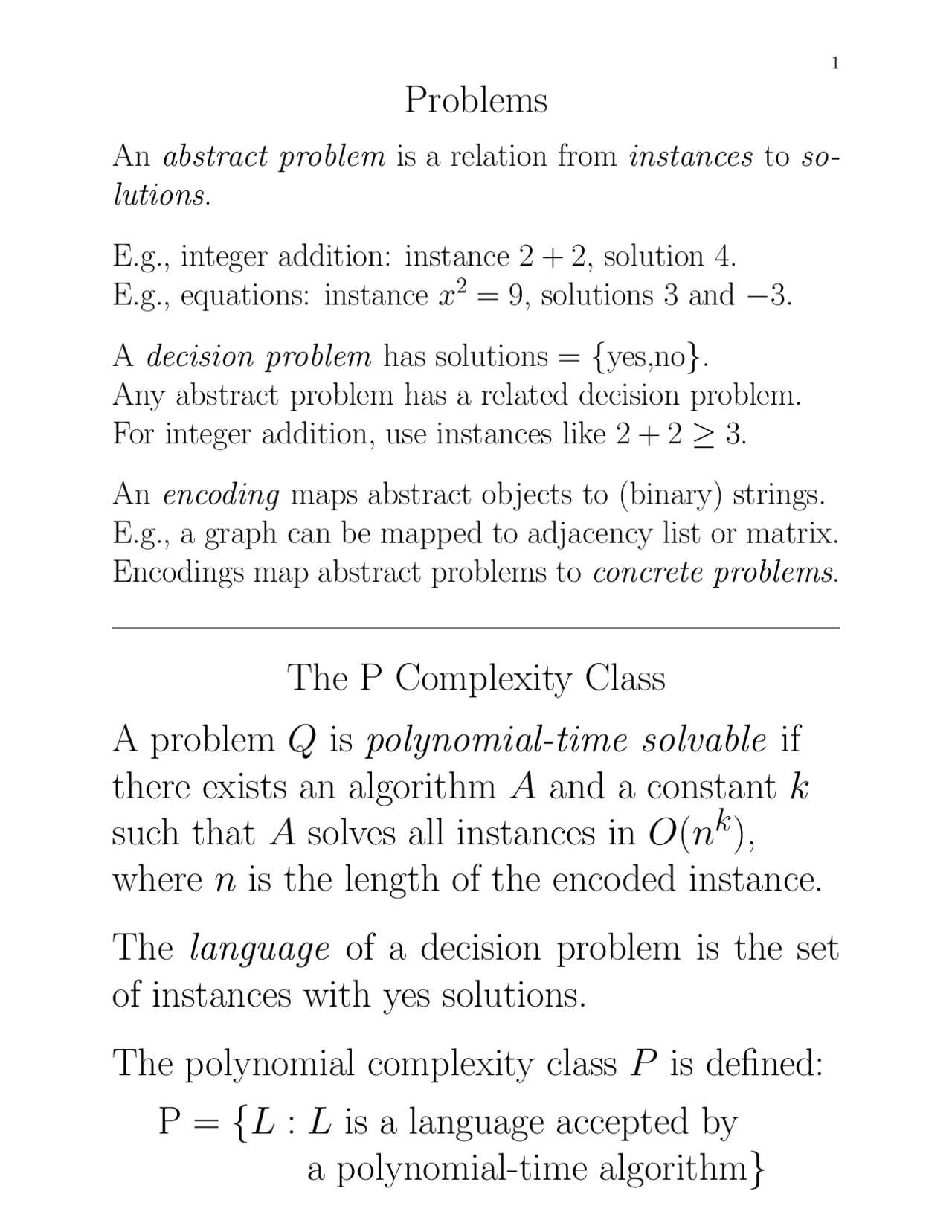The P Complexity Class - Analysis of Algorithms | CS 5633 - Docsity