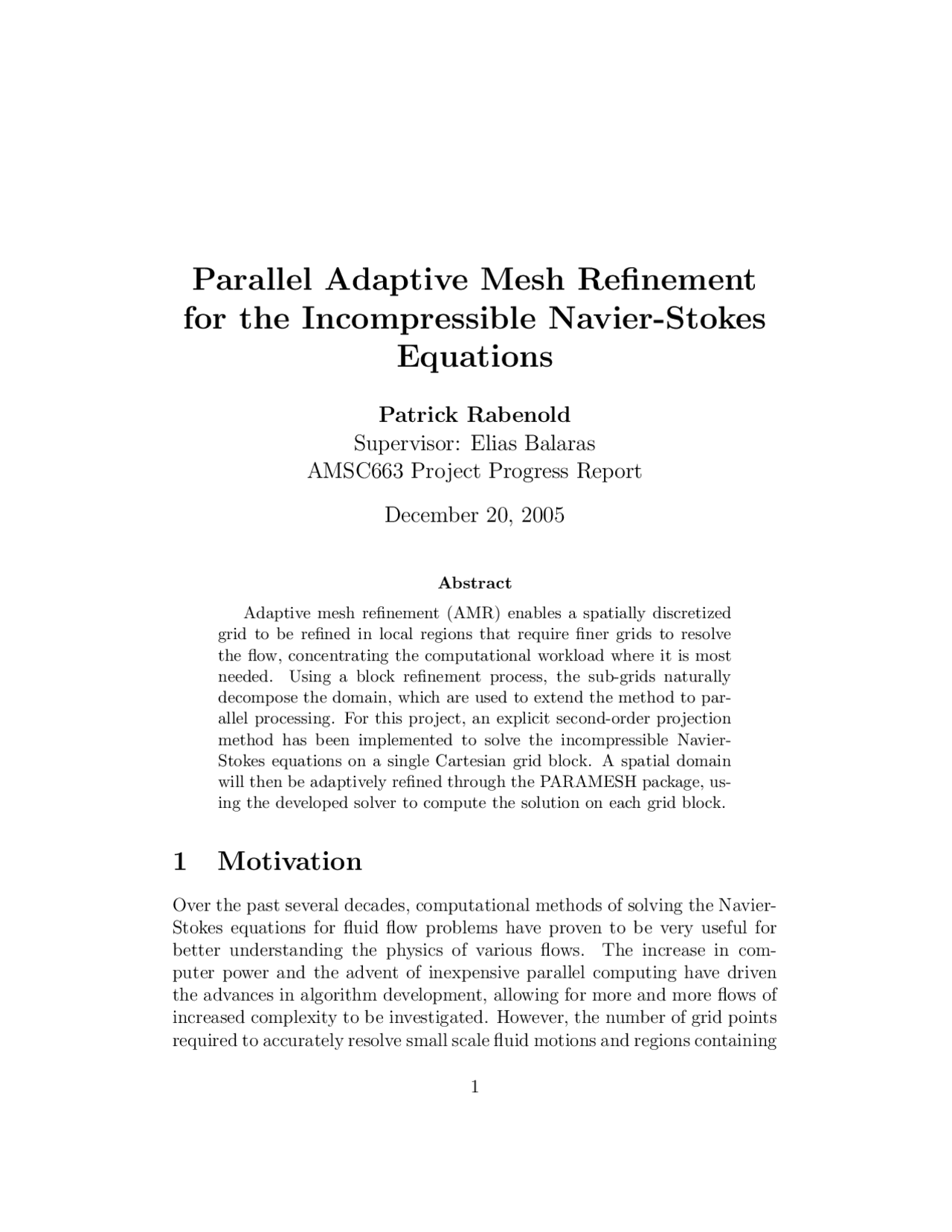 Parallel Adaptive Mesh Refinement for The Incompressible Navier-Stokes ...