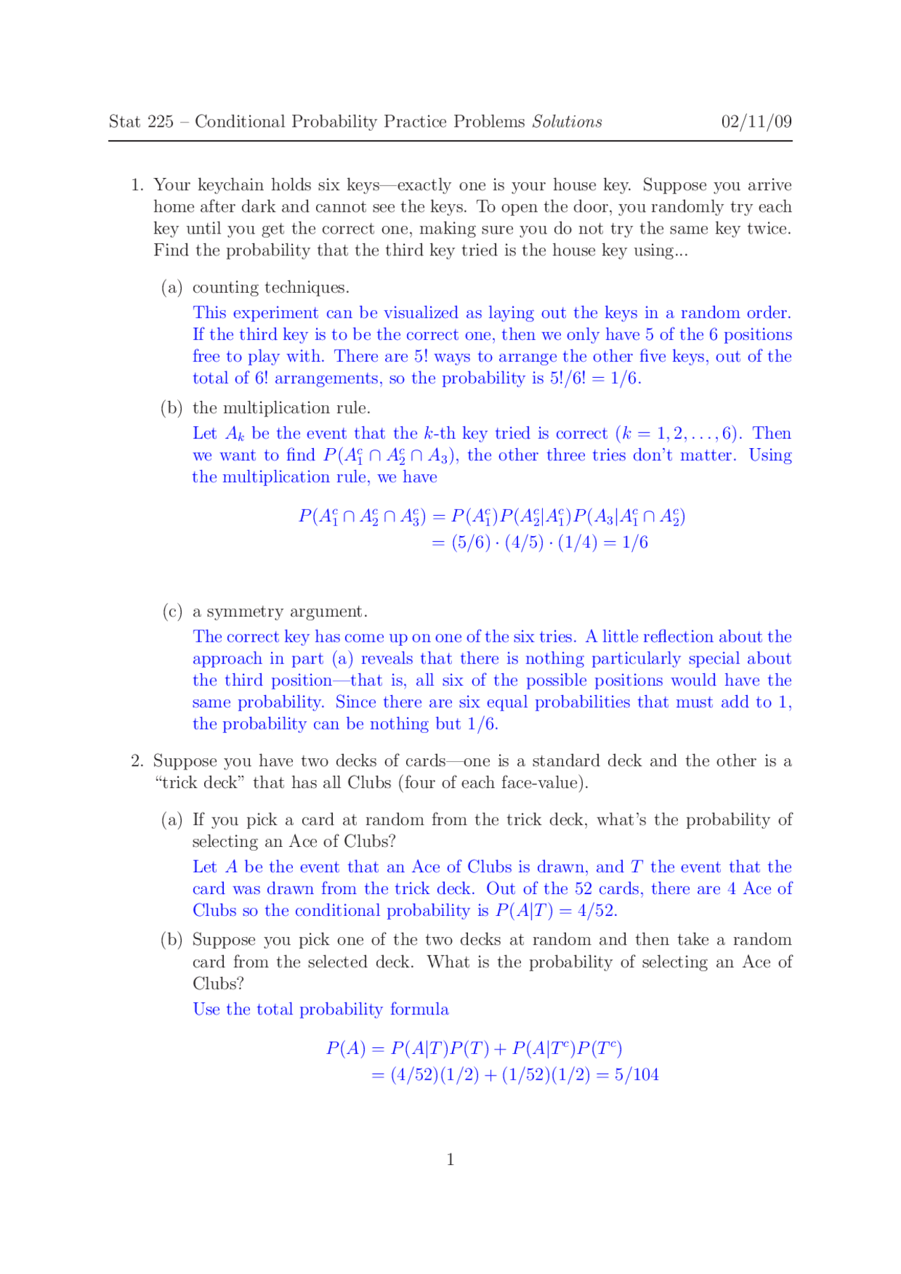 Conditional Probability Practice Problems Solutions STAT 22500 Docsity conditional probability practice problems solutions stat 22500 docsity