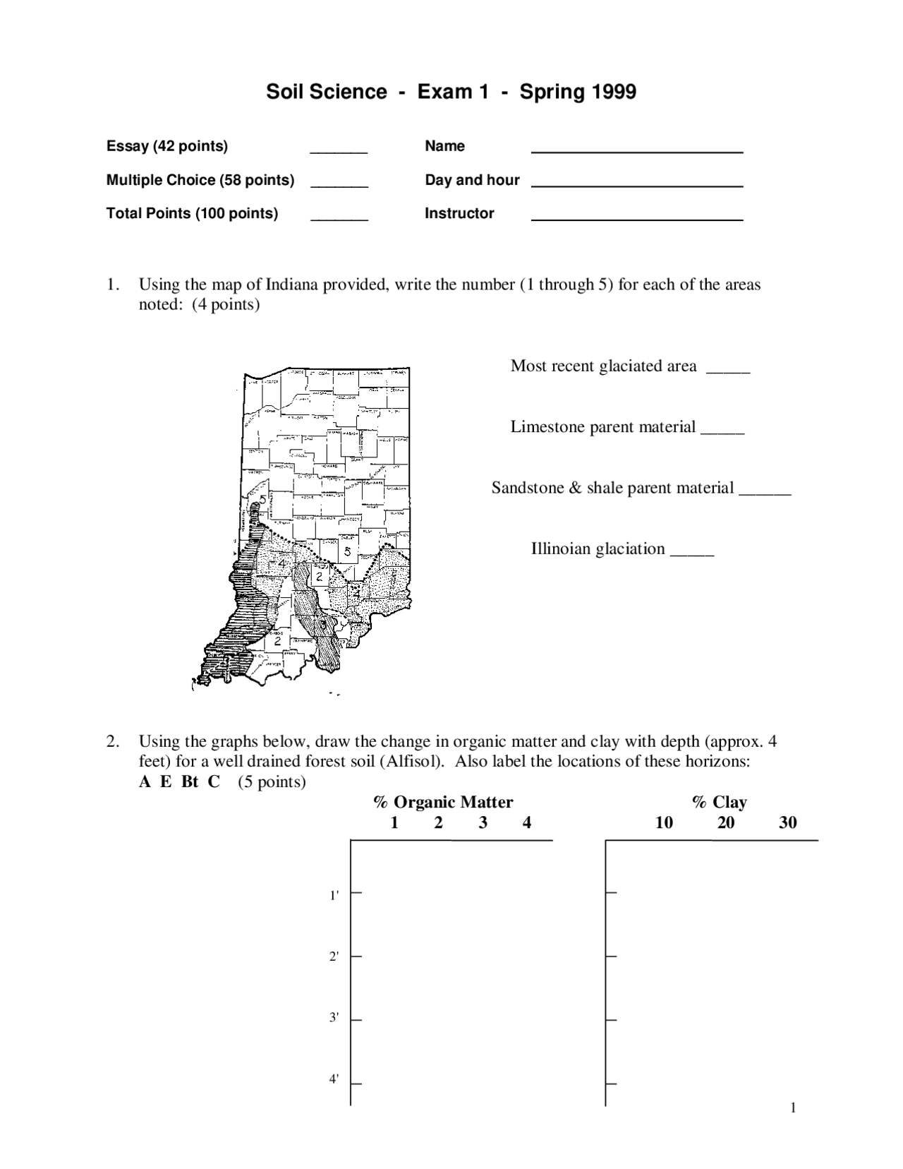 Exam 29 Questions on Soil Science AGRY 25500 Exams Soil Physics