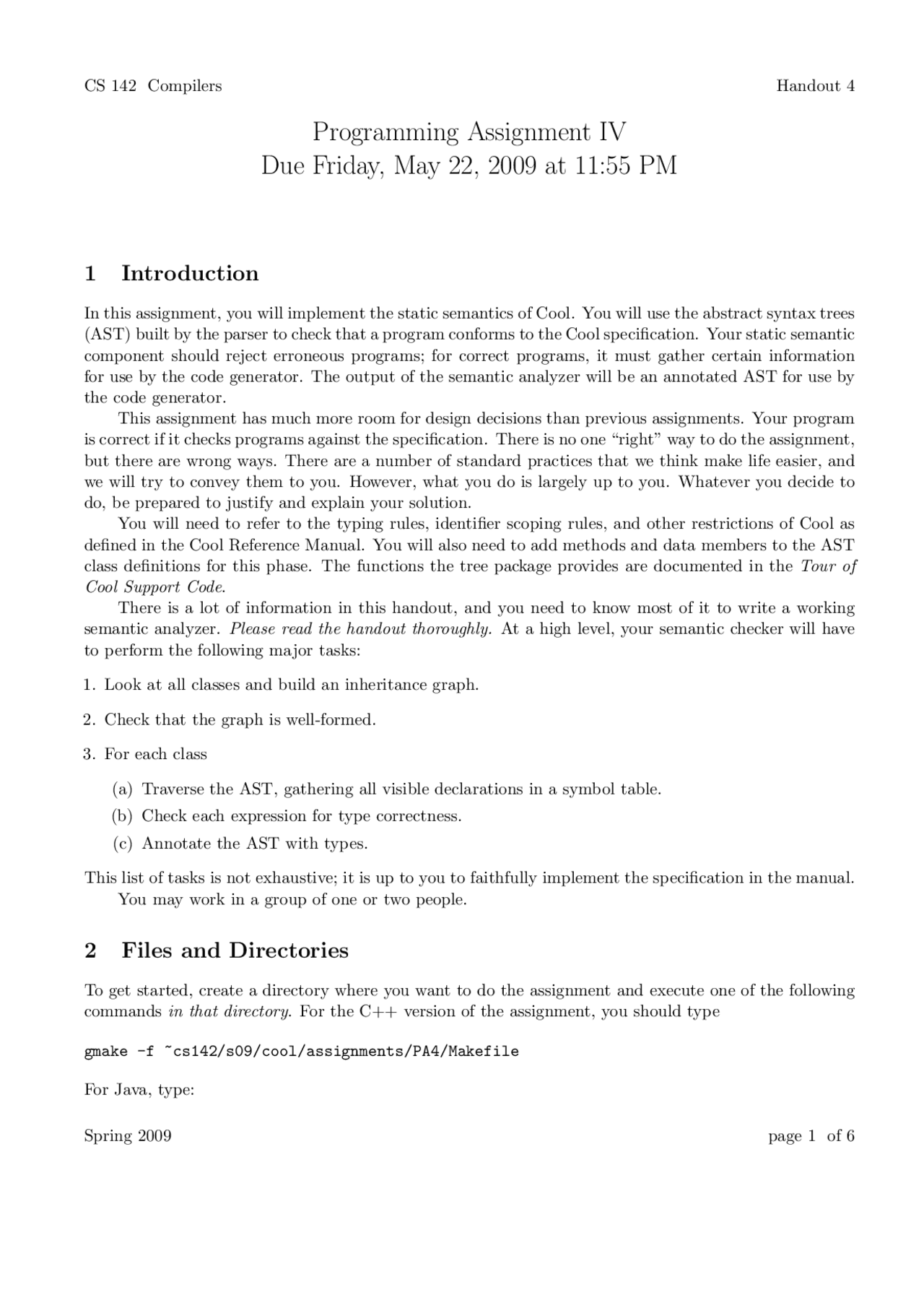 Introduction to Programming in Compilers - Assignment 4 | ECS 142 - Docsity