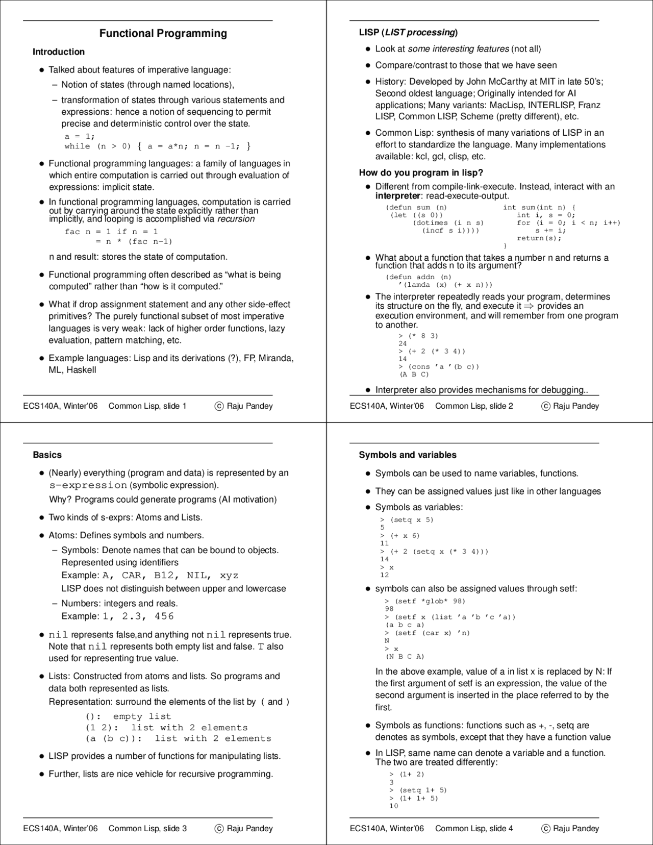 Functional Programming - Lecture Notes | ECS 140A | Assignments ...