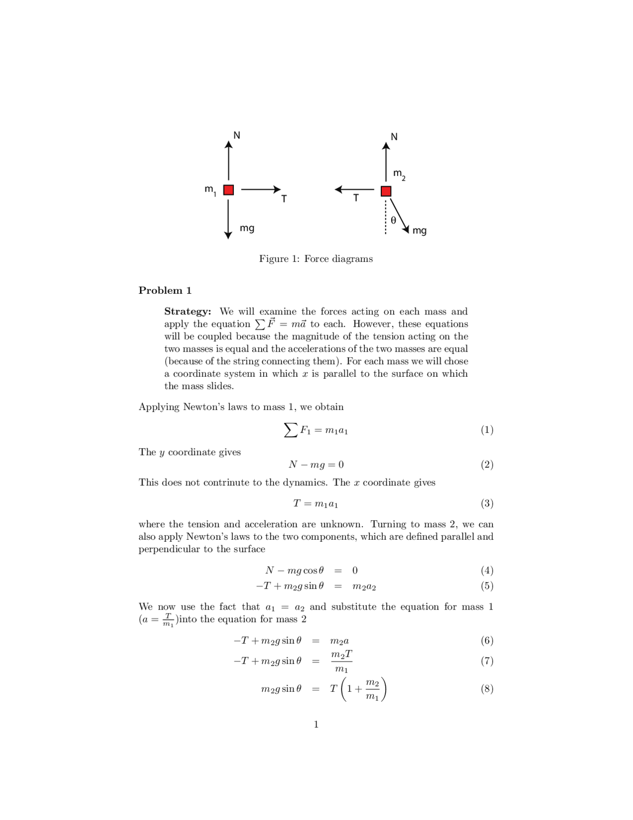 Solutions for Exam 1 - Principles of Physics | PHYS 141 - Docsity