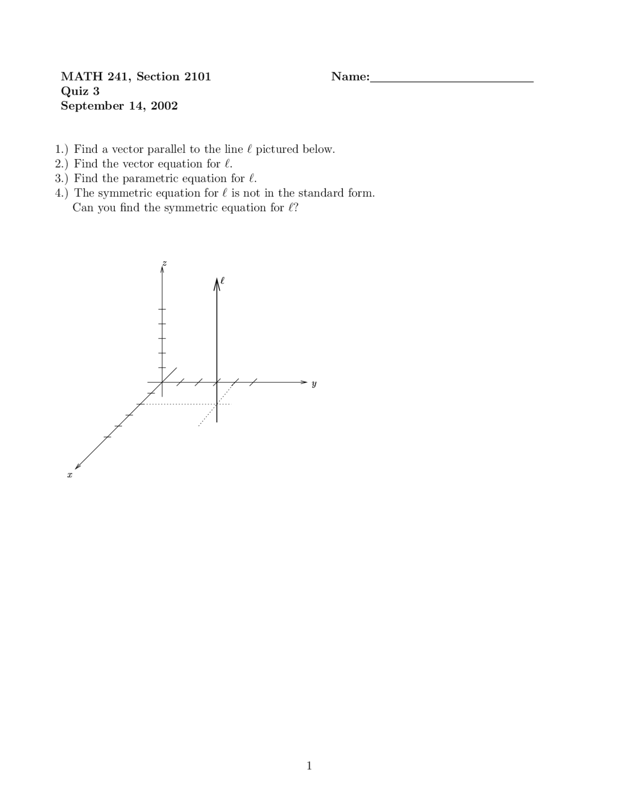 6 Questions of Calculus III - Quiz 3 | MATH 241 - Docsity