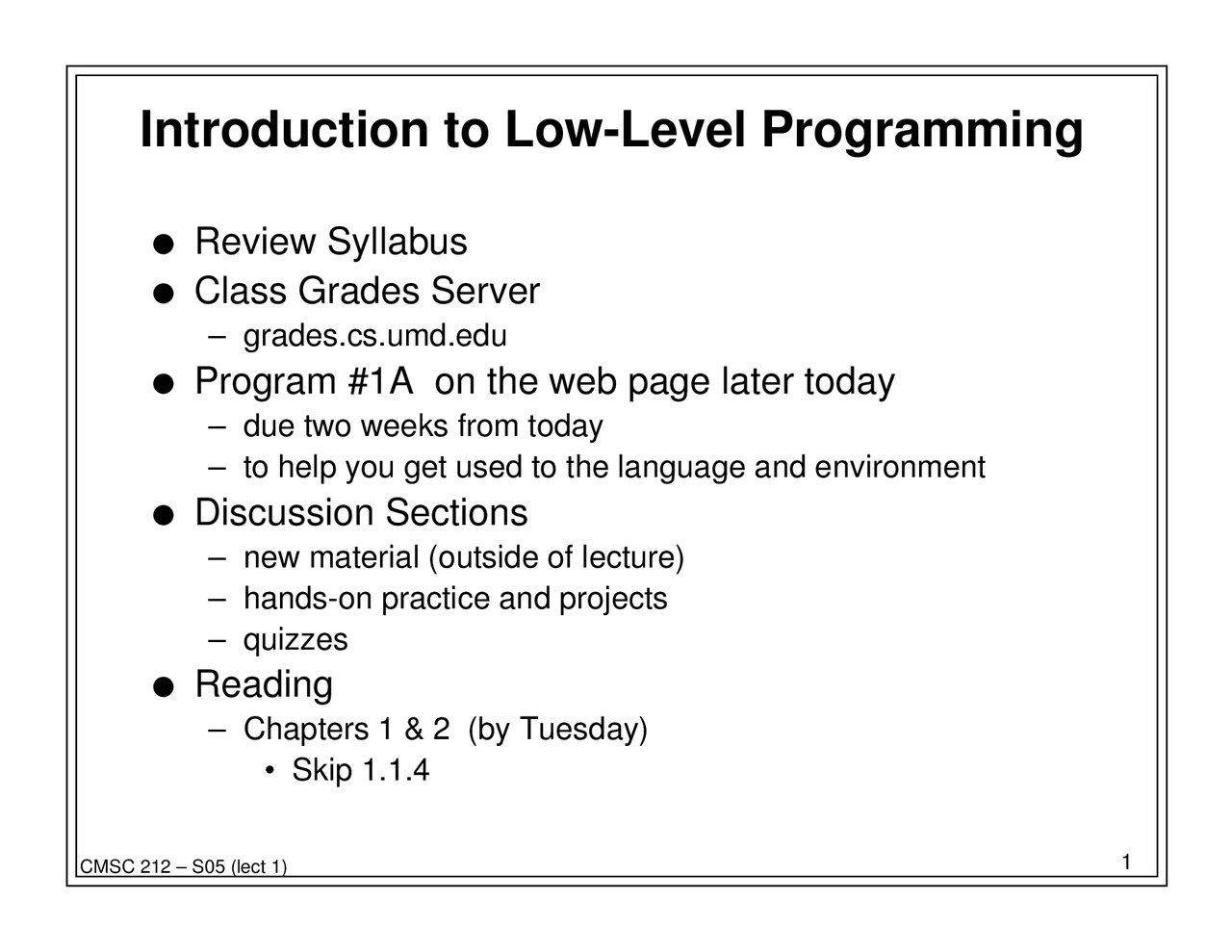 Introduction to Low-Level Programming - Review Sheet | CMSC 212 - Docsity