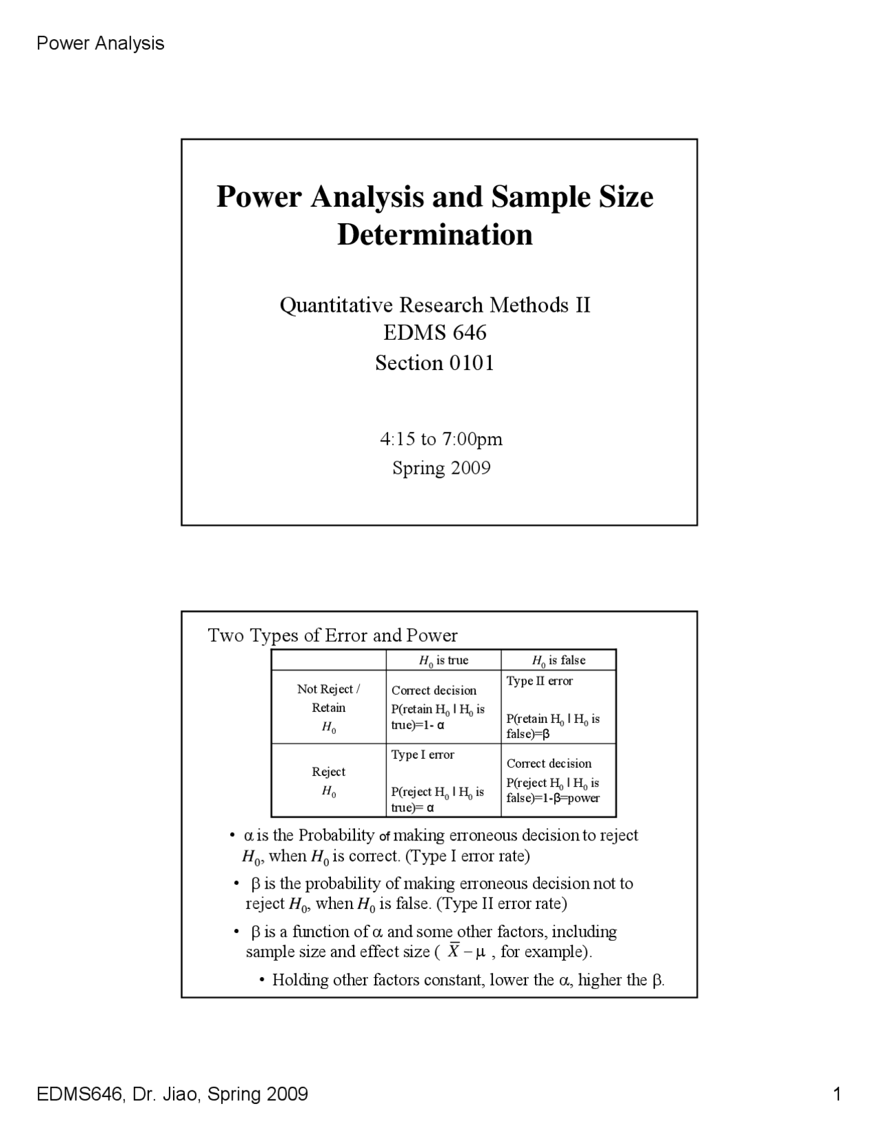 Power Analysis for Hypothesis Testing in Statistics - Prof. Gregory R ...