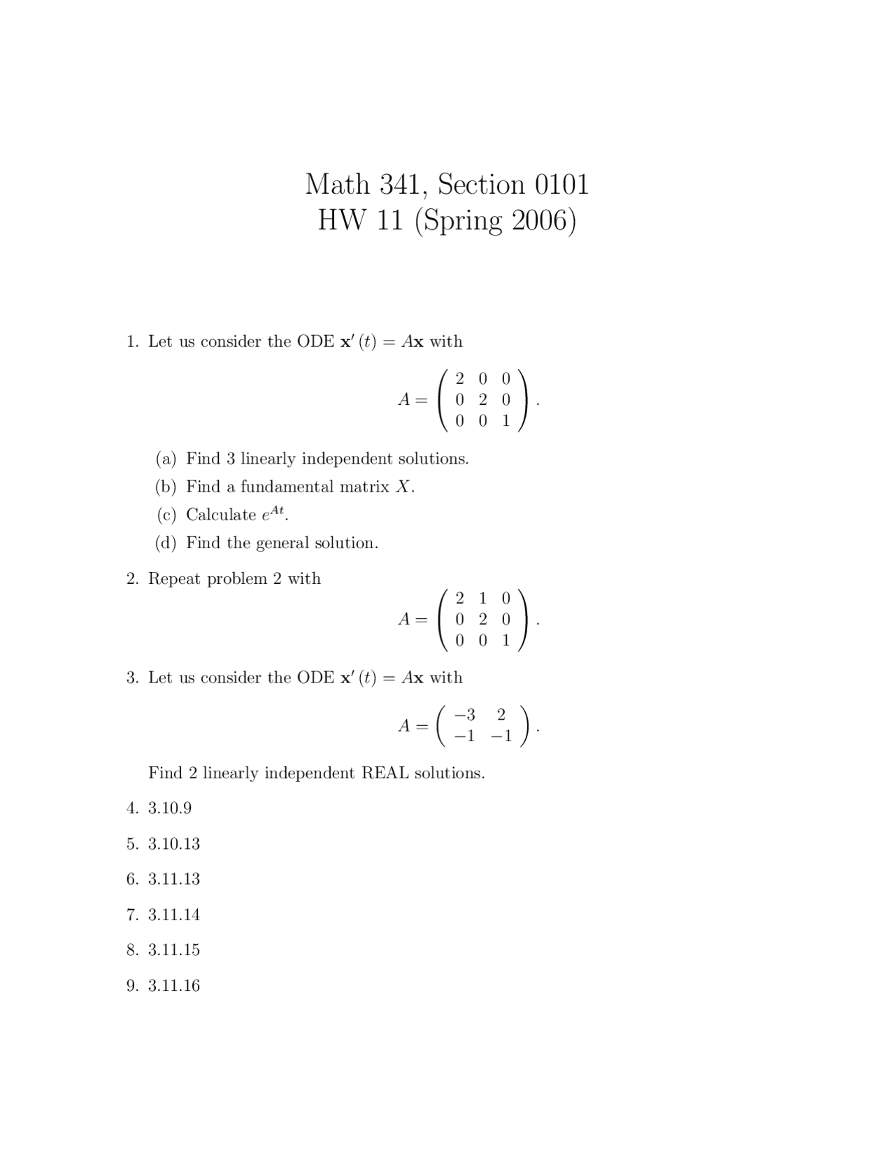Multivariable Math Homework Problem Homework 11 Questions for Multivariable Calculus, Linear Algebra | MATH ...