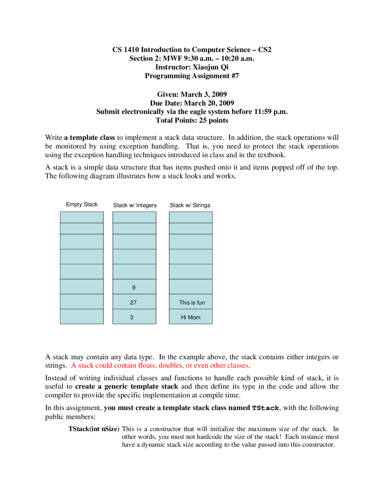 Programming Assignment 7 for Introduction to Computer Science | CS 1410 ...