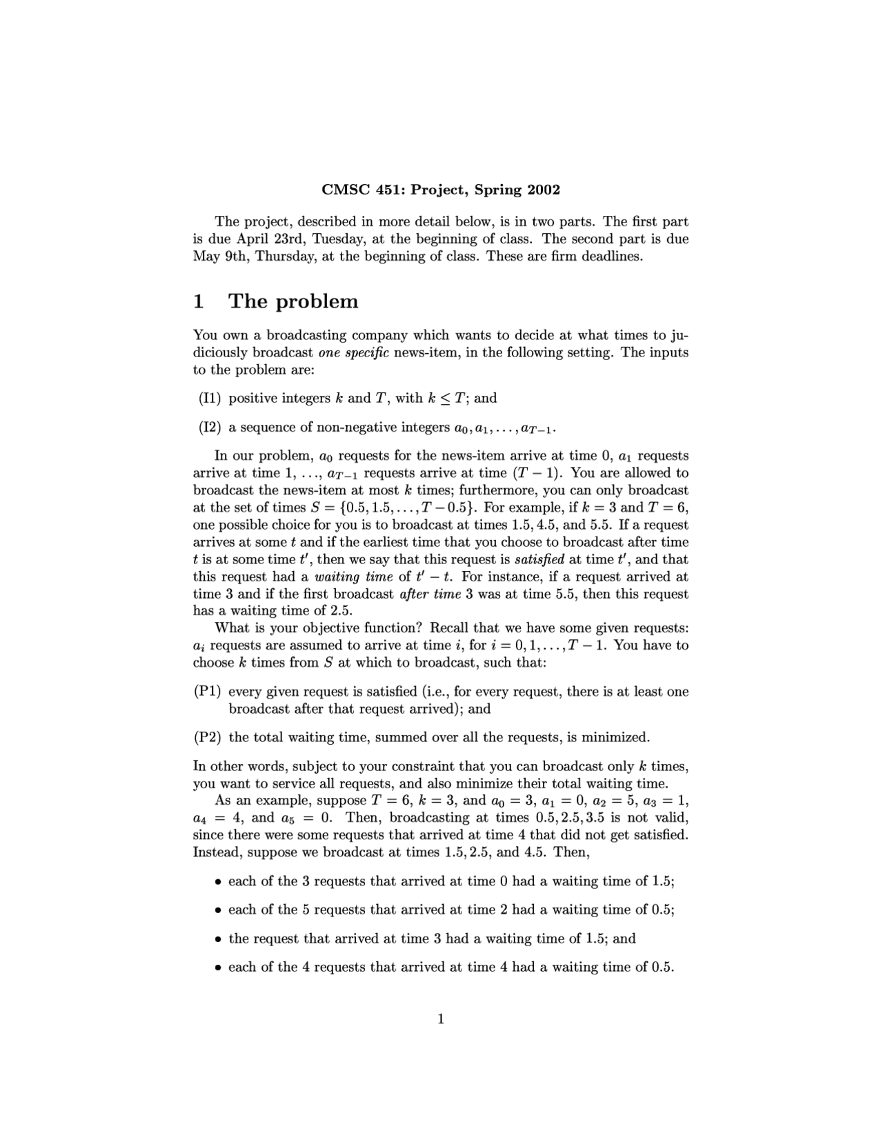 Project In Two Part Design And Analysis Of Algorithms Cmsc 451 Docsity