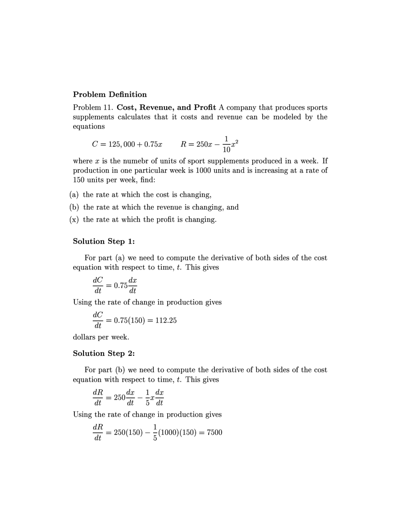 11 Problems with Solutions in Calculus Techniques - Assignment | MATH ...