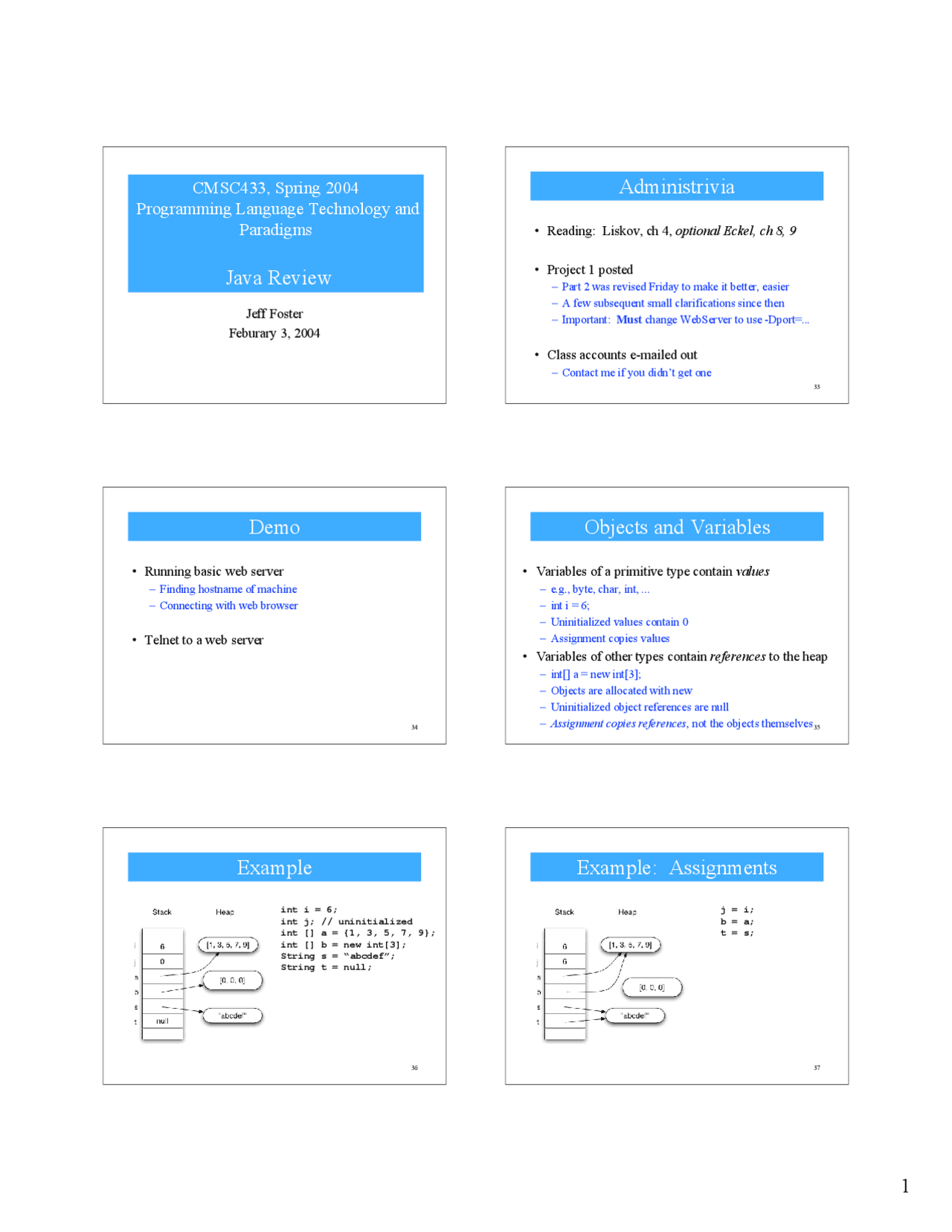 Slides on Java Review - Programming Language Technology and Paradigms ...