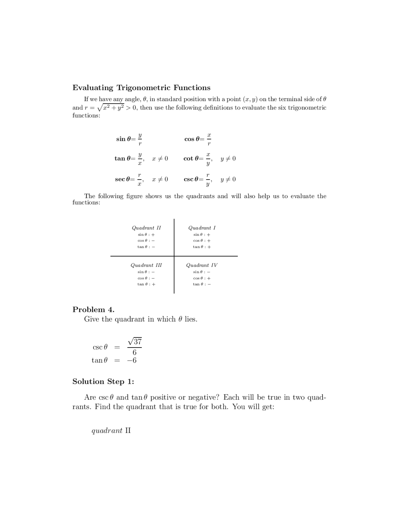 Evaluating Trigonometric Functions - Practice Problems | MATH 1060 ...