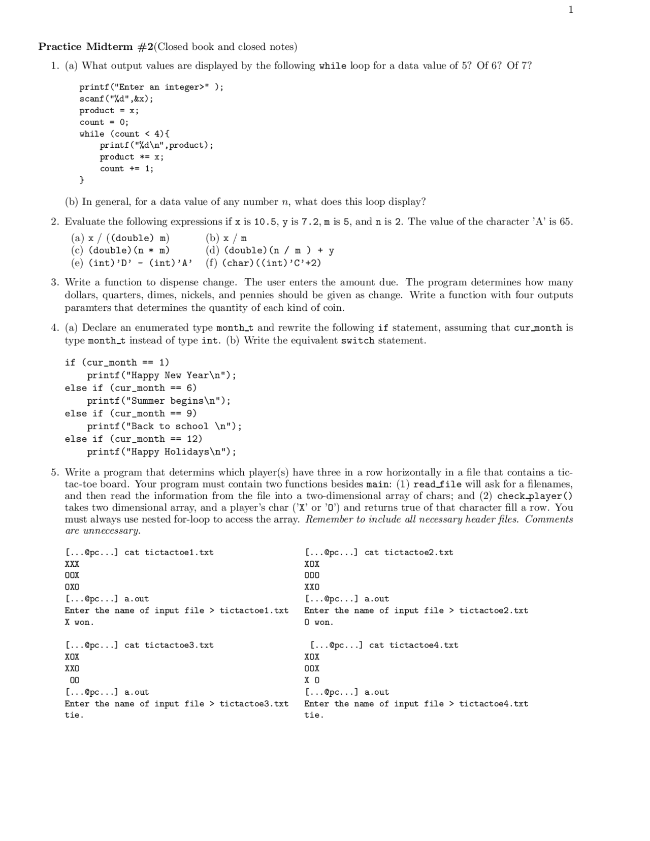 Practice Midterm 2 - Introduction to Programming and Problem Solving ...