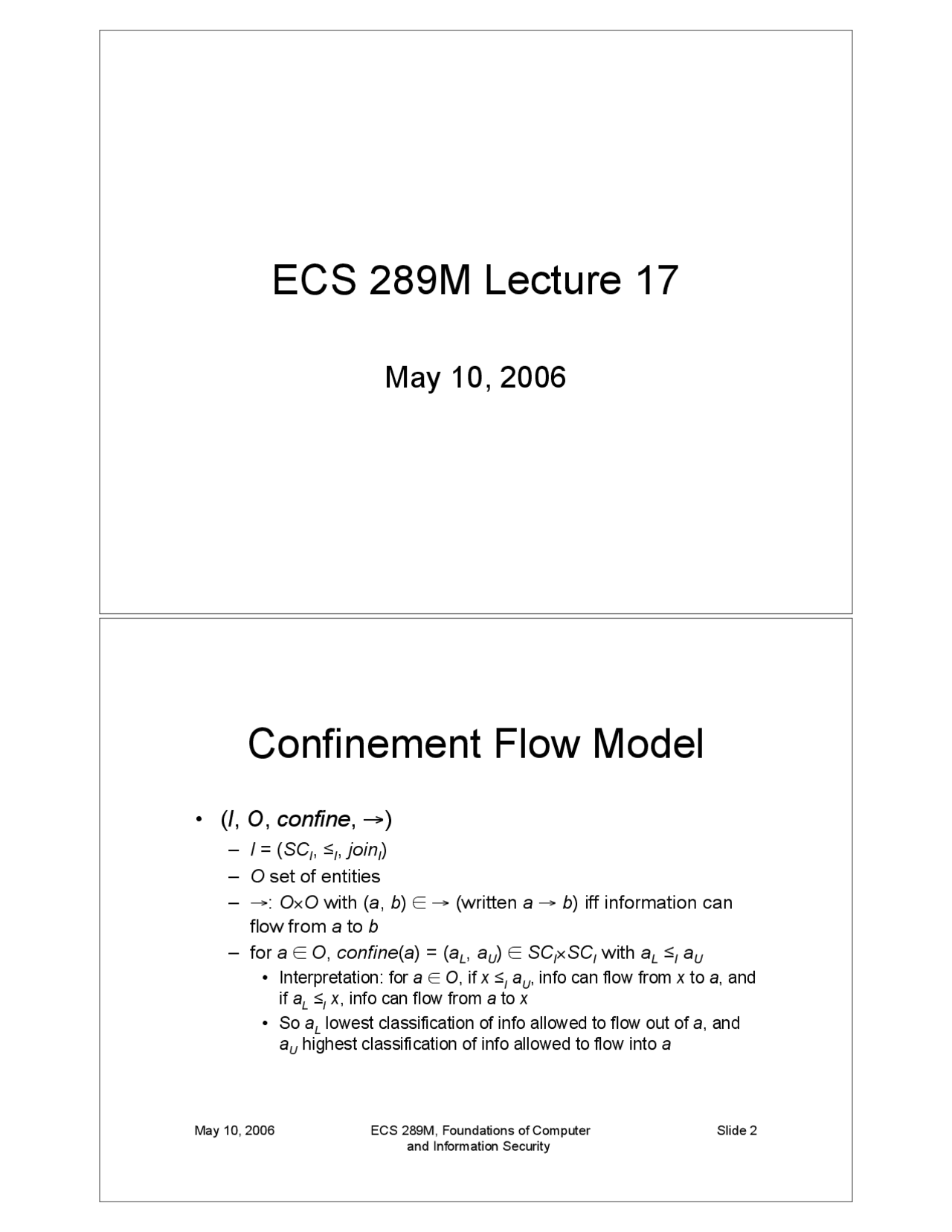 Confinement Flow Model - Lecture Slides | ECS 289M - Docsity