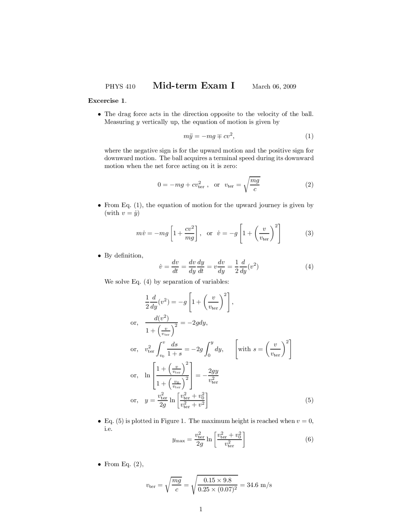 4 Solved Exercises On Classical Mechanics Midterm Exam 1 Phys 410